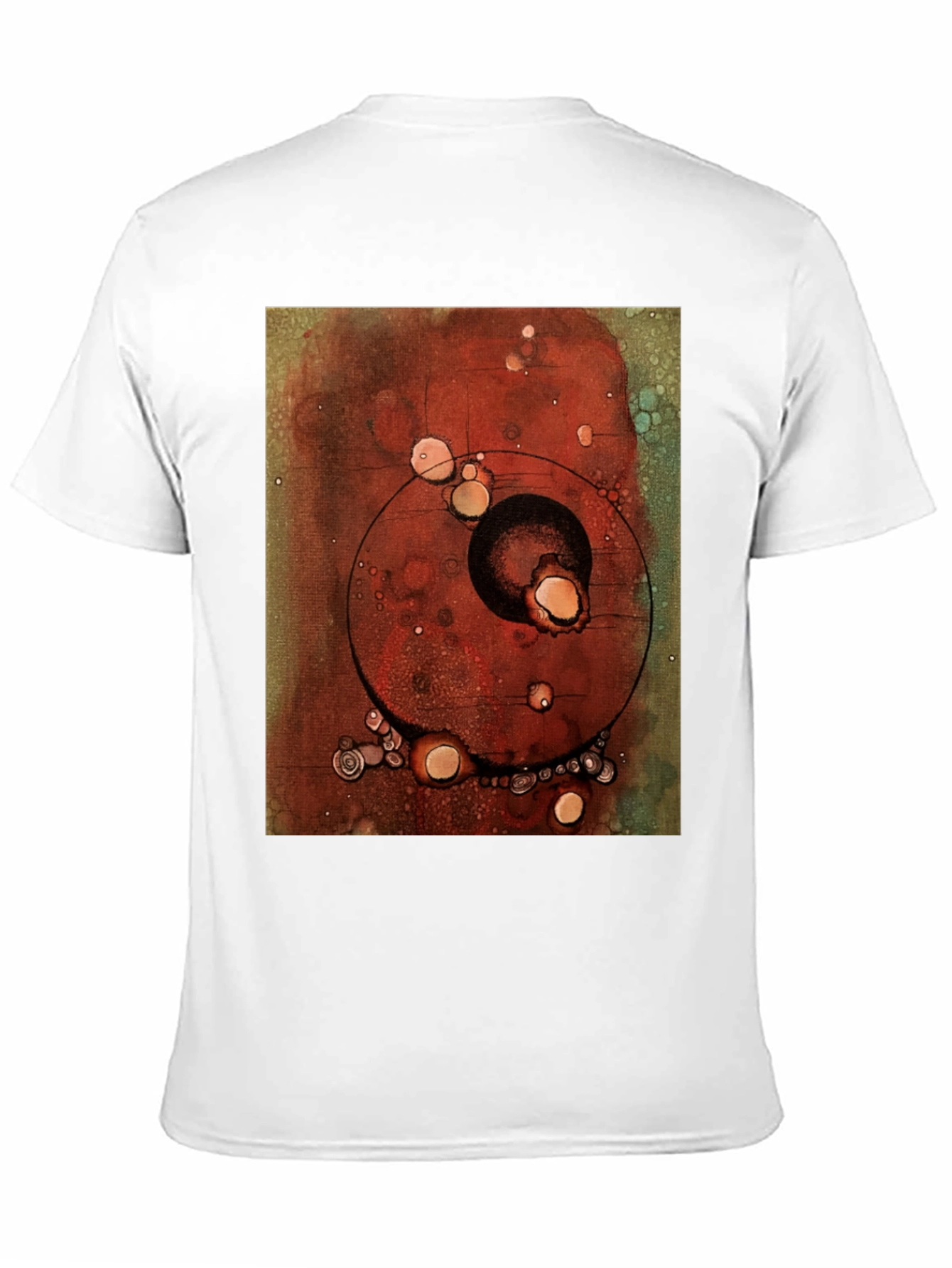 Black Abstract Art Print Black Crew Neck T-Shirt view 11