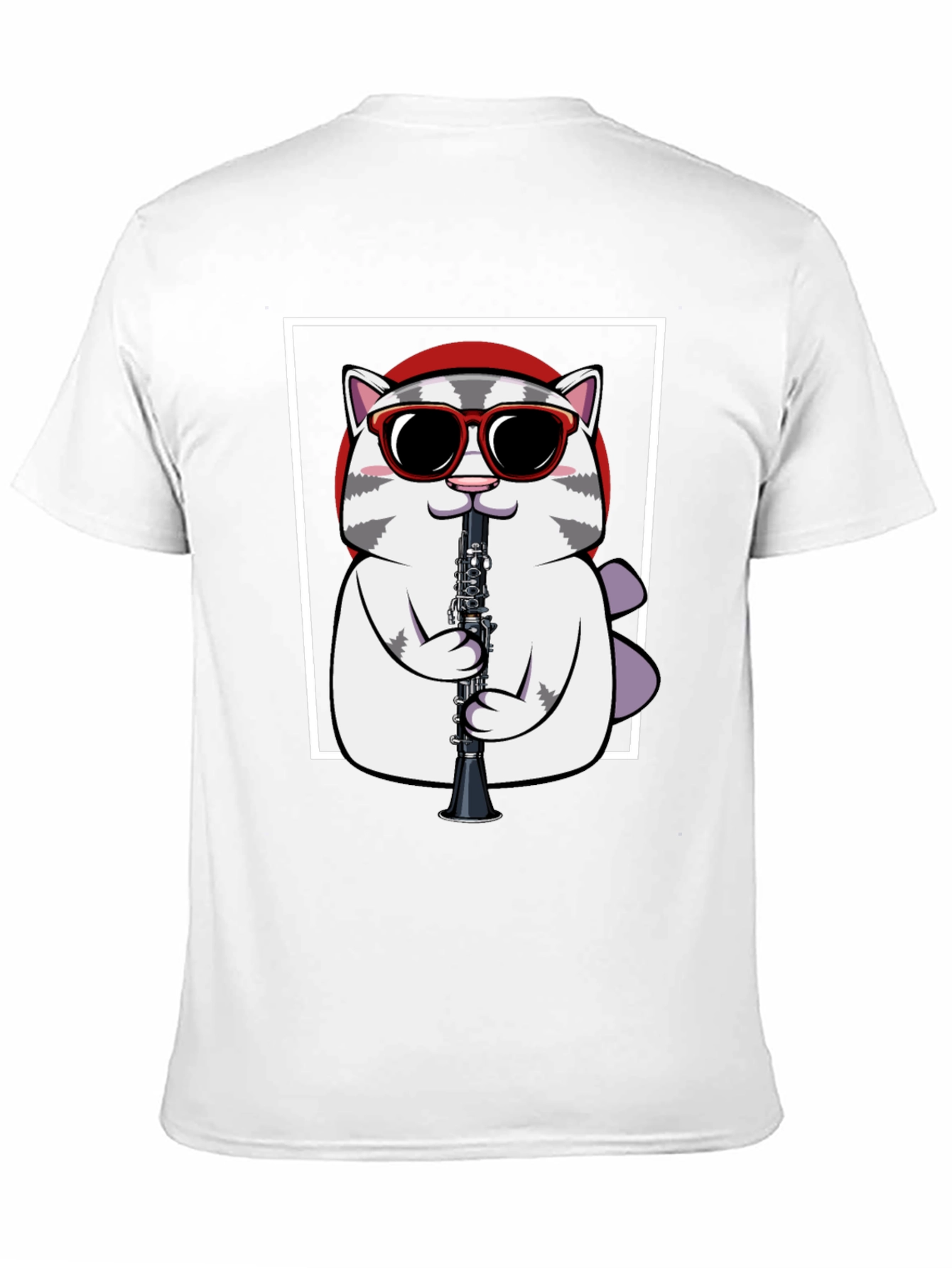 Black Cool Cat Clarinet T-Shirt - Musician Graphic Tee view 11