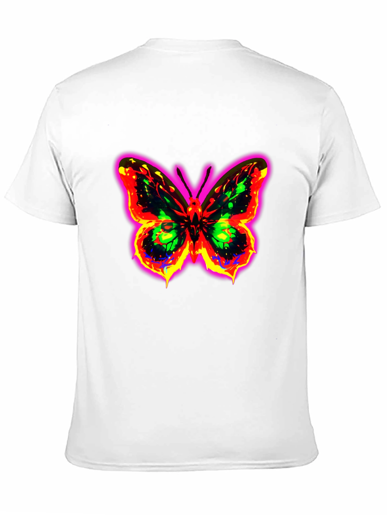 Black Neon Butterfly Graphic Black T-Shirt view 11