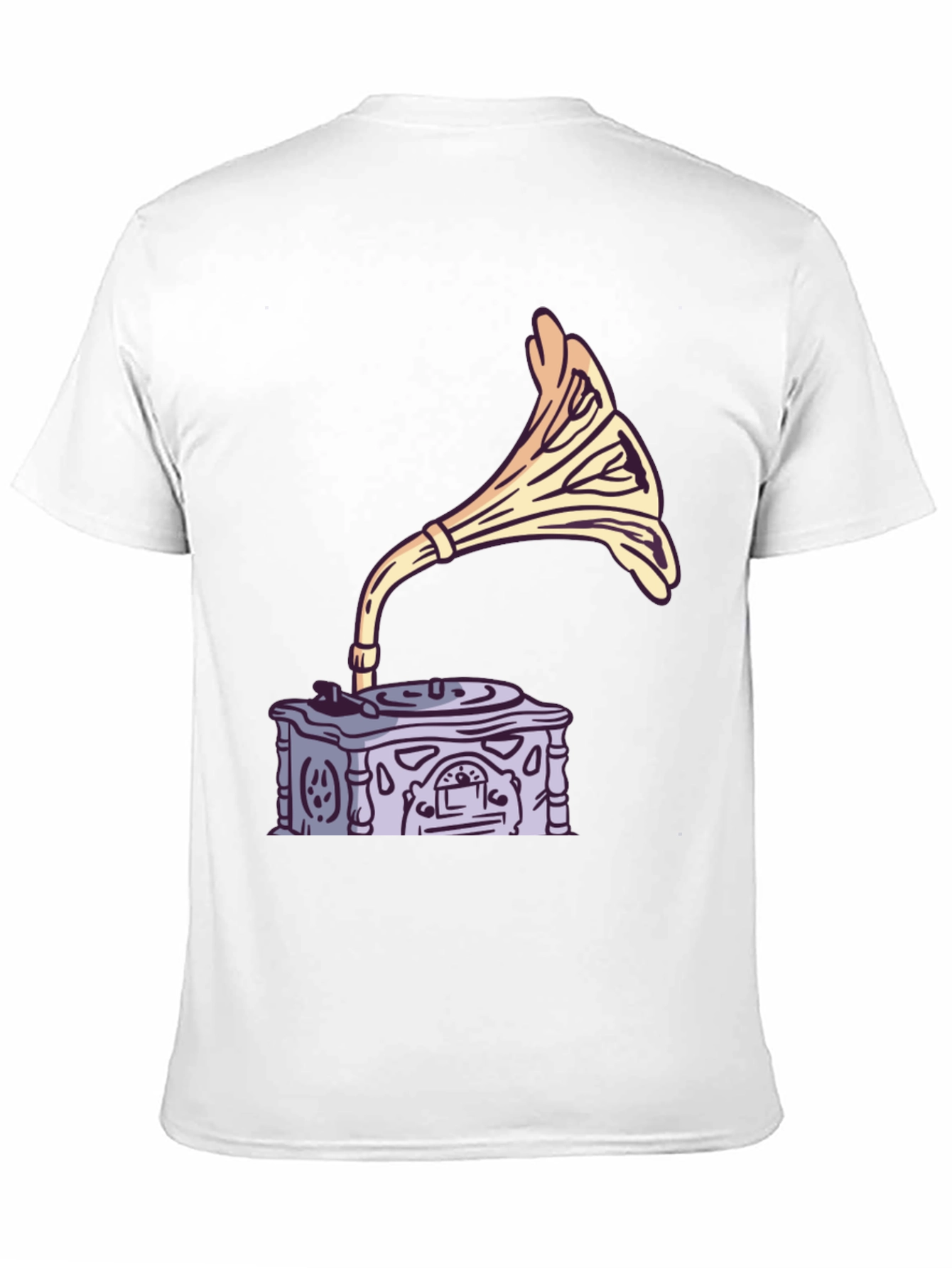 Black Vintage Gramophone Graphic Tee - Retro Music Lover Shirt view 11