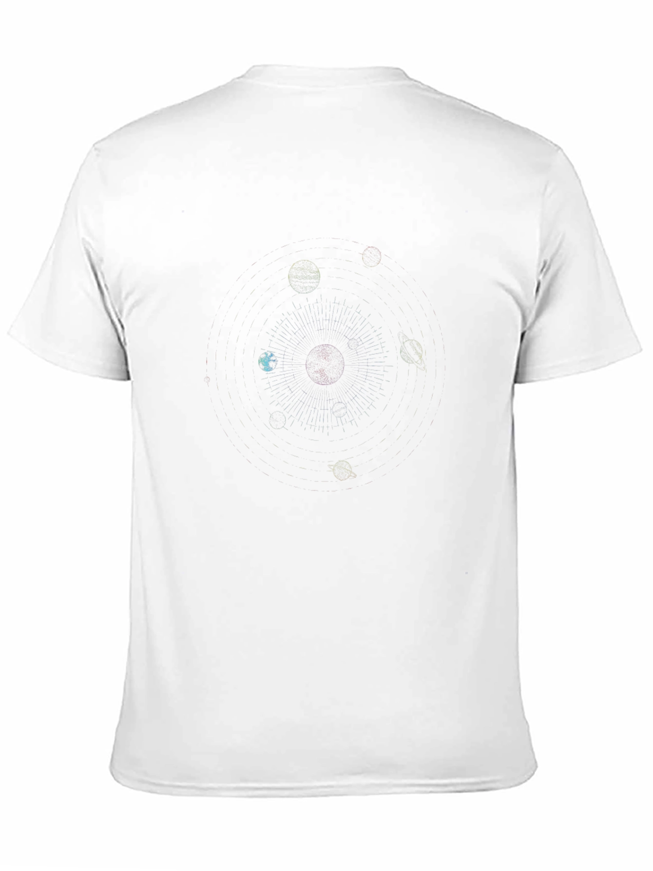Black Cosmic Orbit Black T-Shirt - Unique Solar System Design view 11