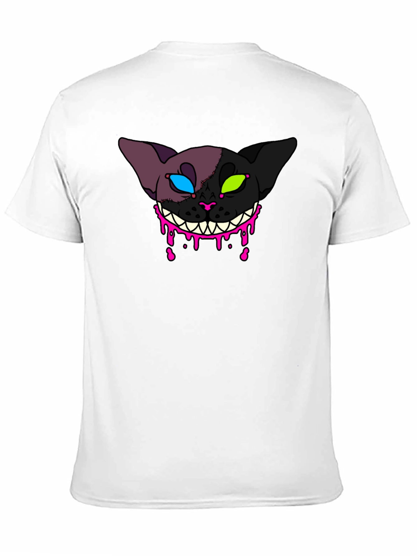 Black Creepy Cat Graphic T-Shirt - Unique Design view 11