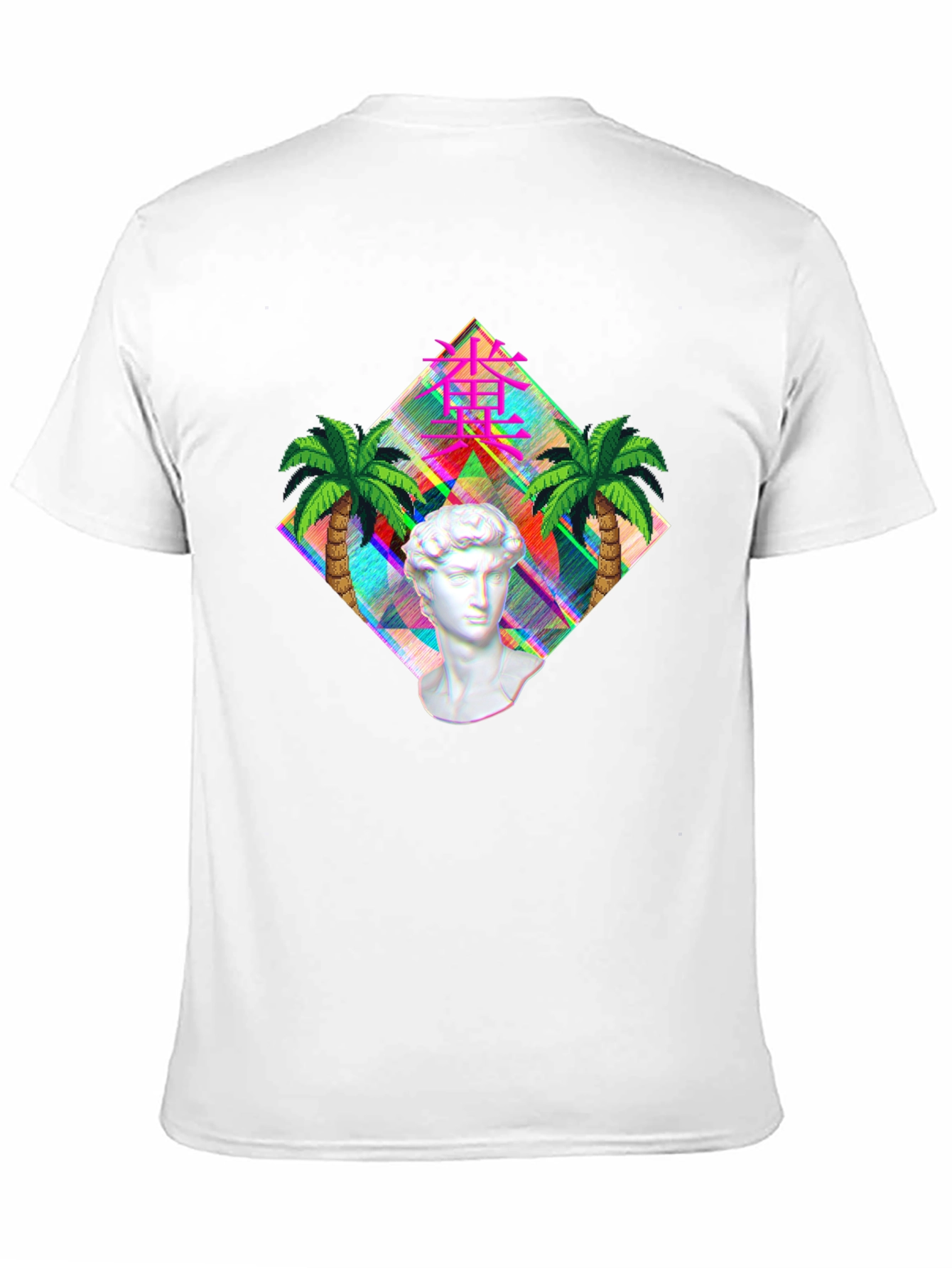 Black Vaporwave Statue Graphic T-Shirt - Men's Black Tee view 11