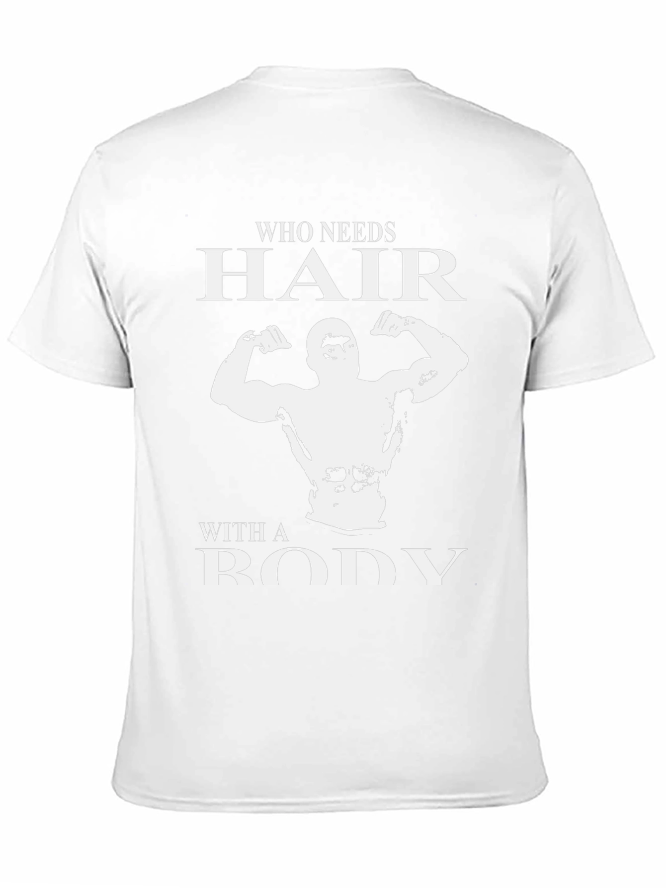 Black Who Needs Hair? Bodybuilder Graphic T-Shirt view 11
