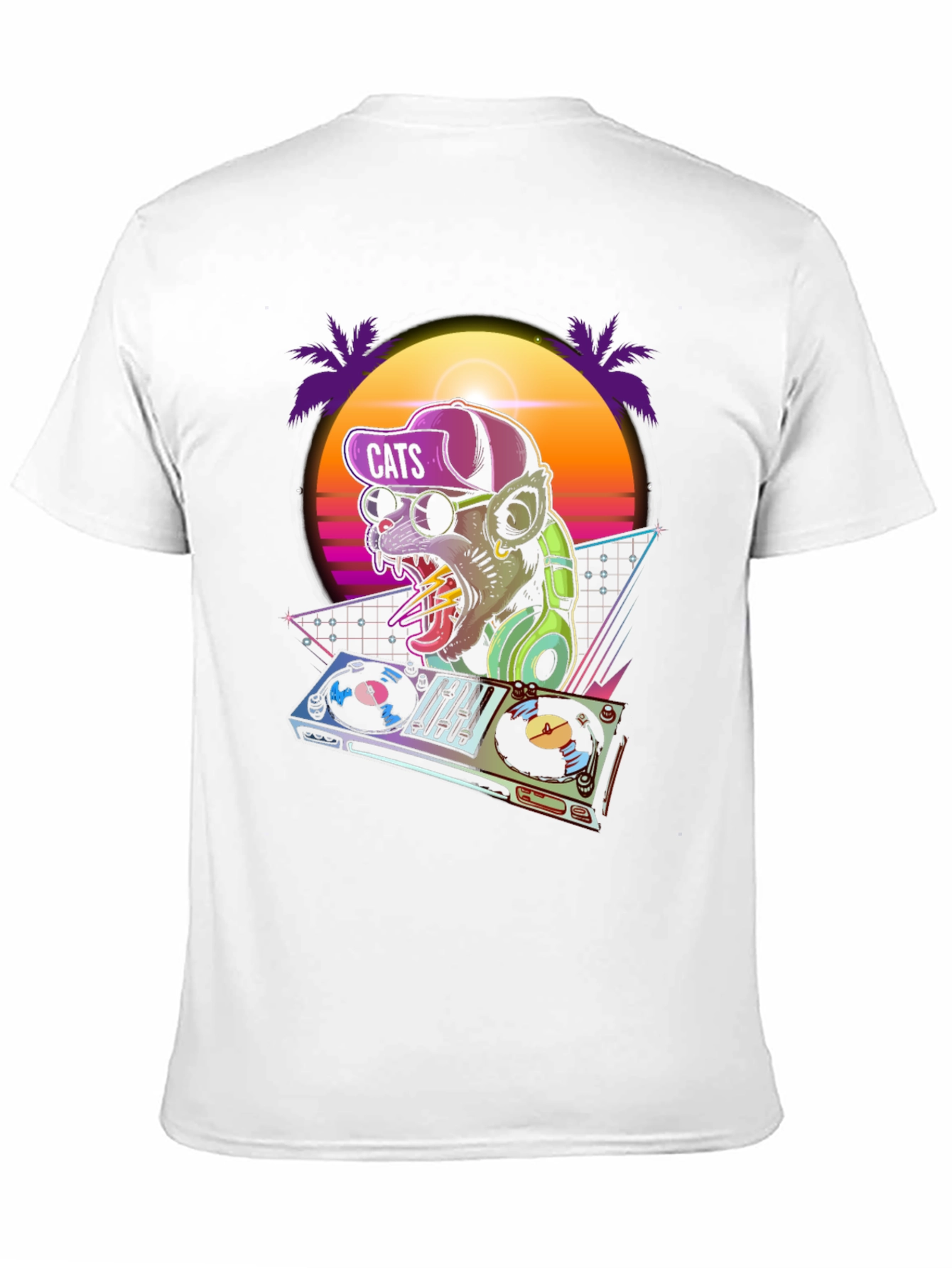 Black DJ Cat Graphic T-Shirt - Retro Style view 11