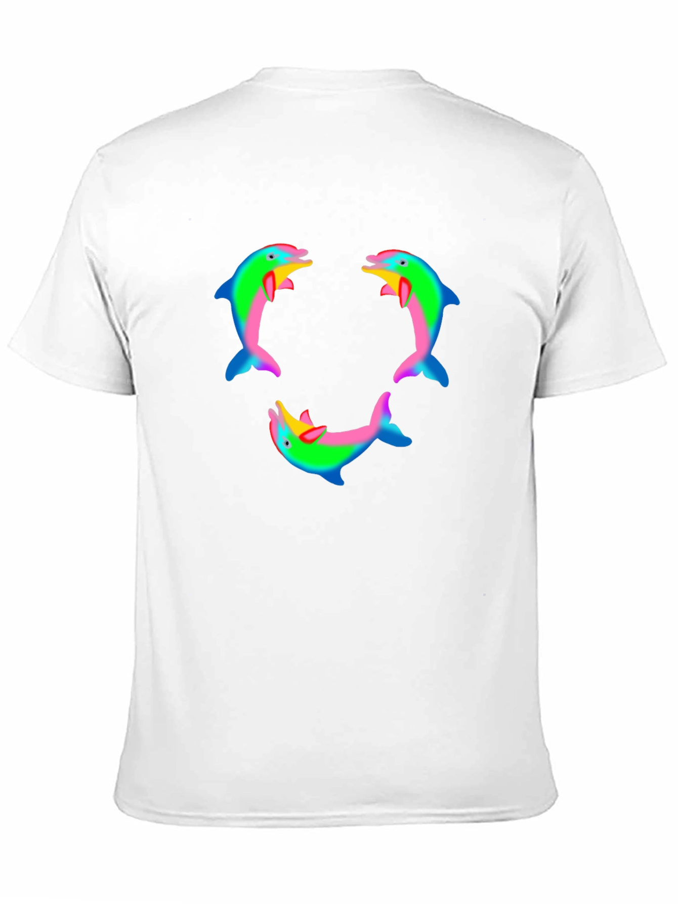 Black Dolphin T-Shirt - Rainbow Pattern view 11
