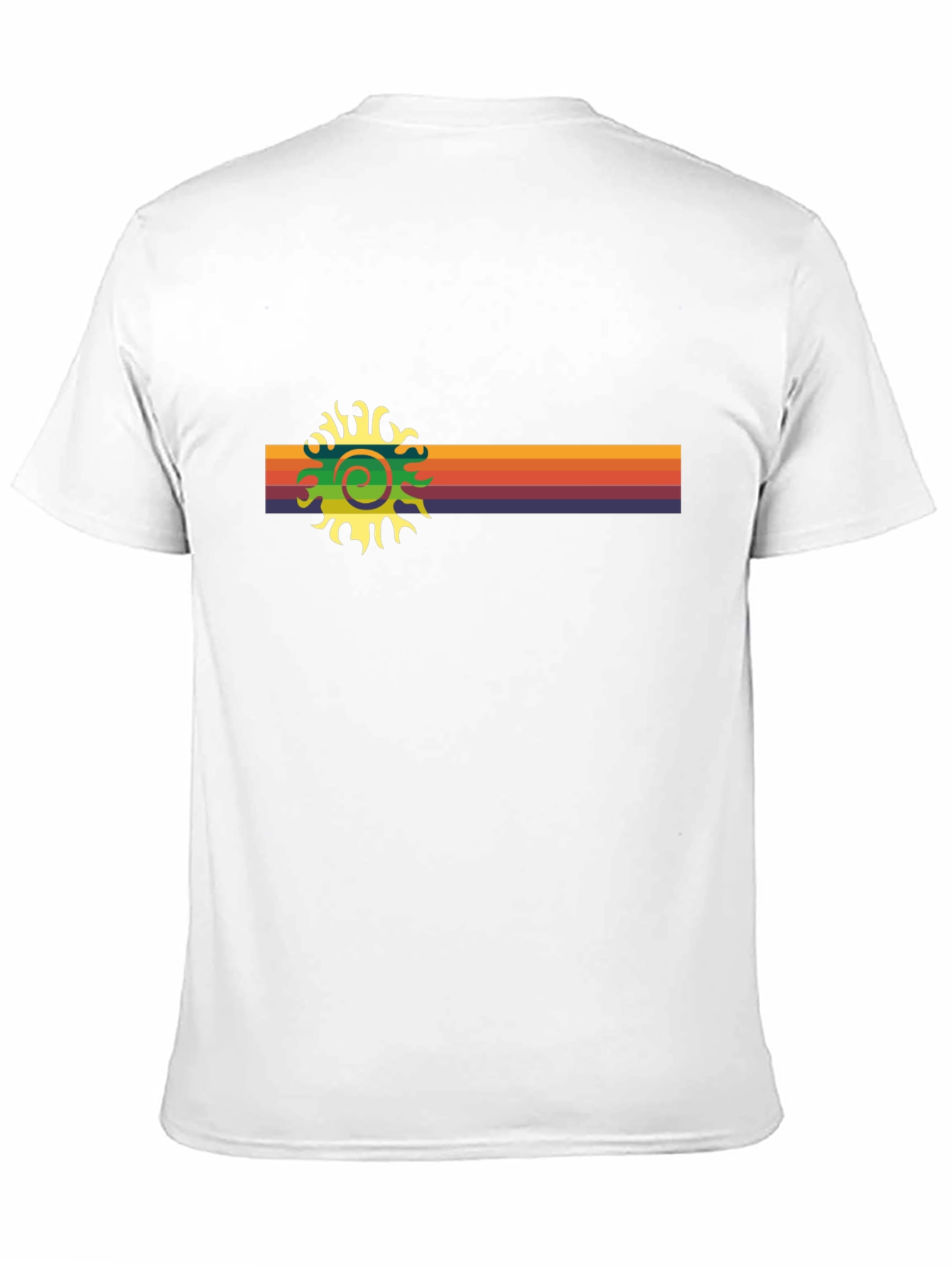 Black Retro Sun T-Shirt - Vintage Stripe Design view 11