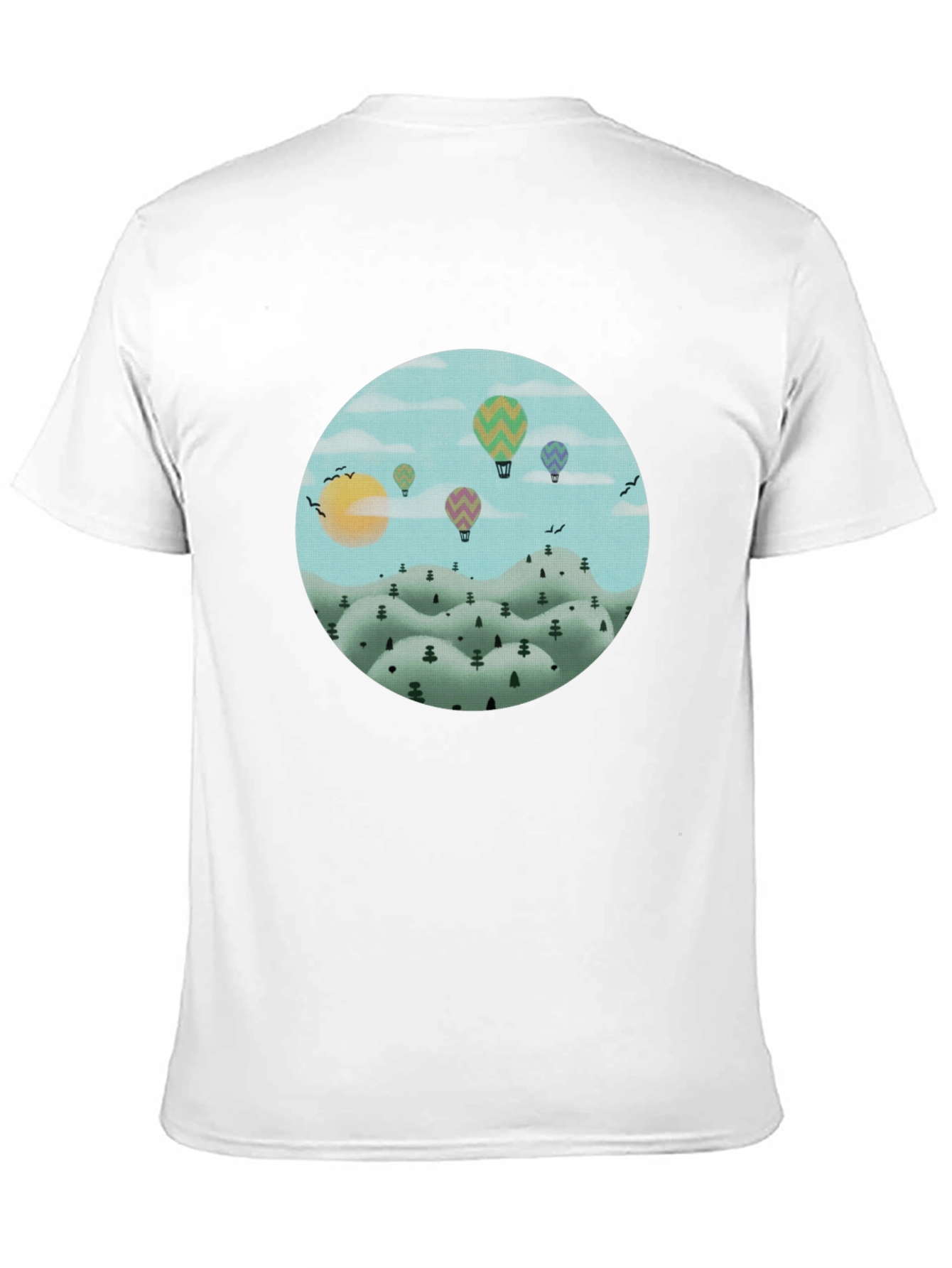 Black Hot Air Balloon Landscape Graphic Tee - Black Cotton view 11