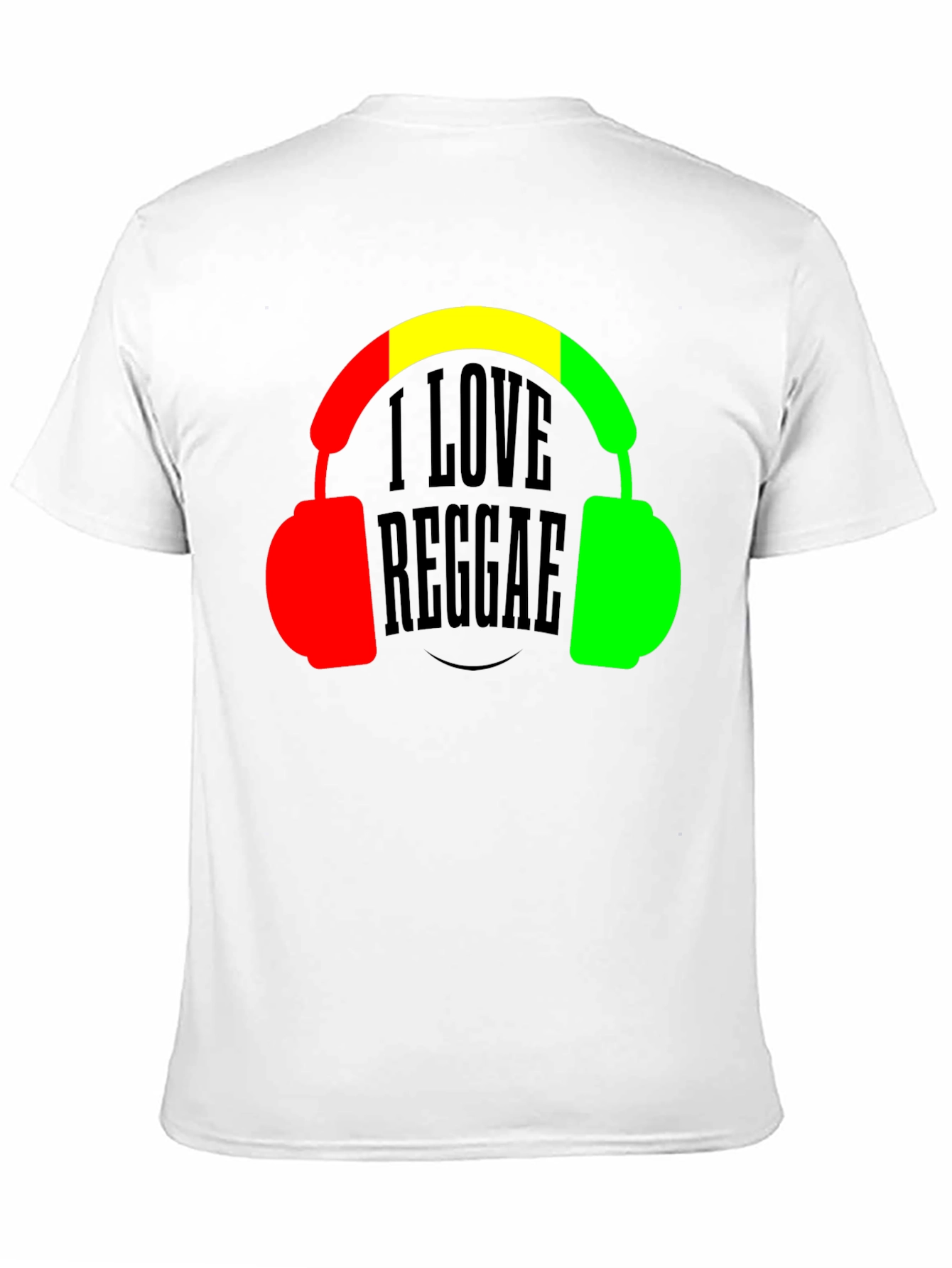 Black I Love Reggae T-Shirt Headphones Jamaican Colors view 11