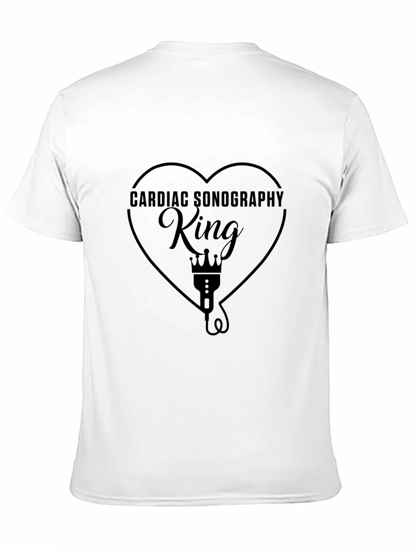 Black Cardiac Sonography King Black T-Shirt view 11
