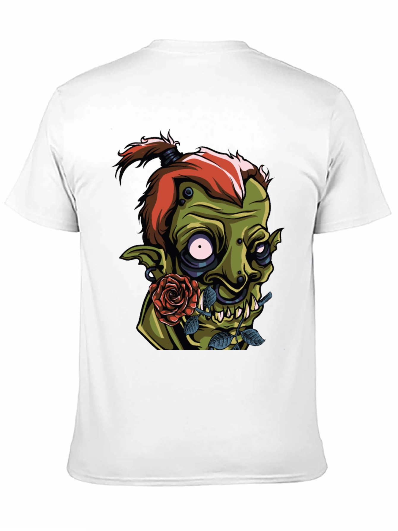 Black Men's Black T-Shirt - Goblin and Rose Design view 11
