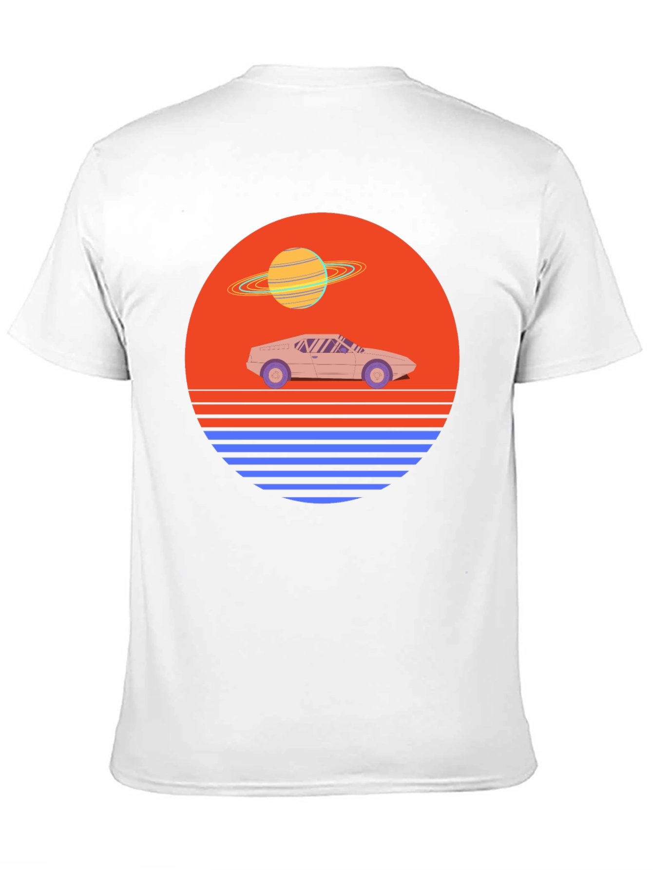 Black Retro Synthwave Car T-Shirt view 11