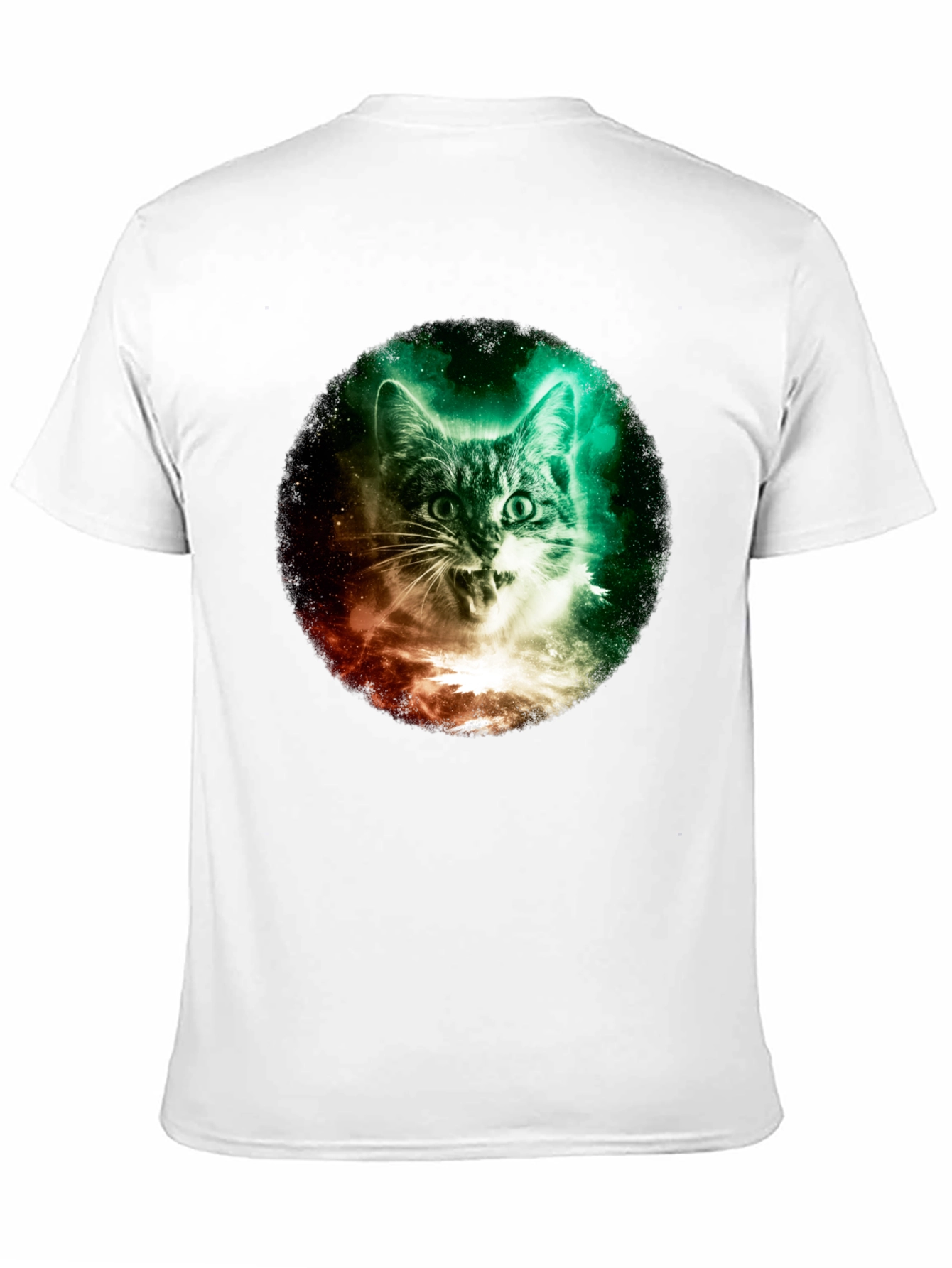 Black Cosmic Cat Graphic Tee - Galaxy Kitten T-Shirt view 11