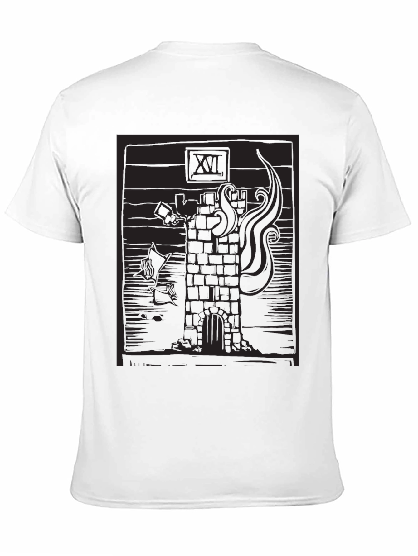 Black Tower Tarot Card Graphic T-Shirt - Black view 11