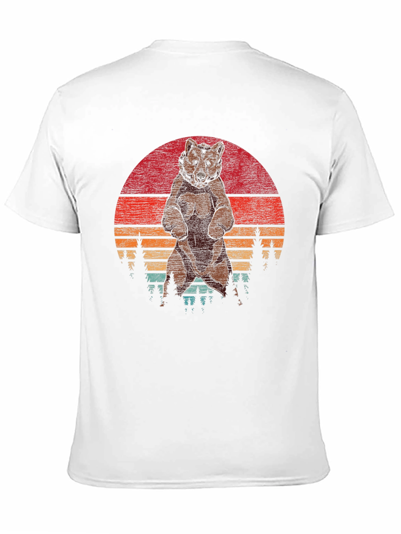 Black Retro Bear Sunset T-Shirt - Vintage Style Design view 11