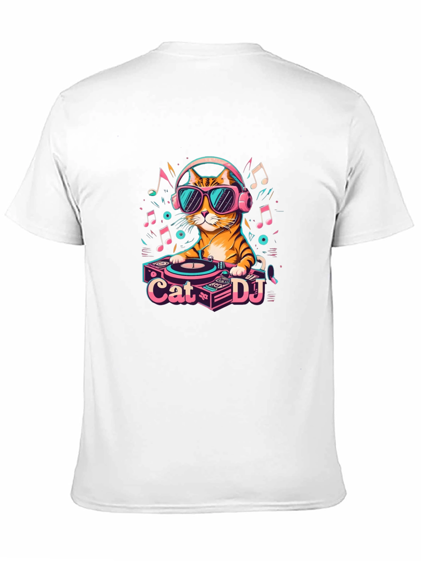 Black Cool Cat DJ Graphic T-Shirt - Unisex view 11
