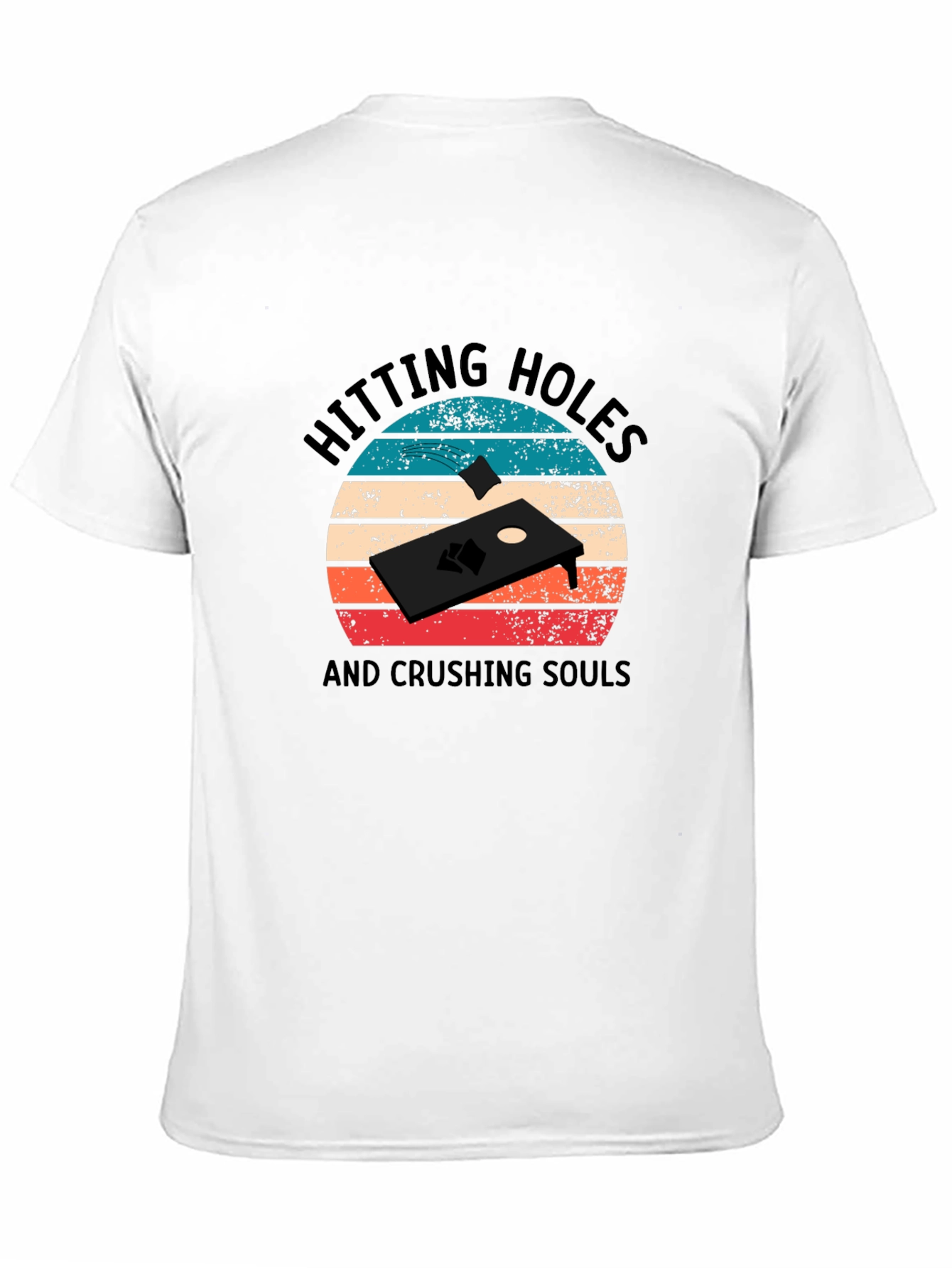 Black Hitting Holes Cornhole T-Shirt view 11