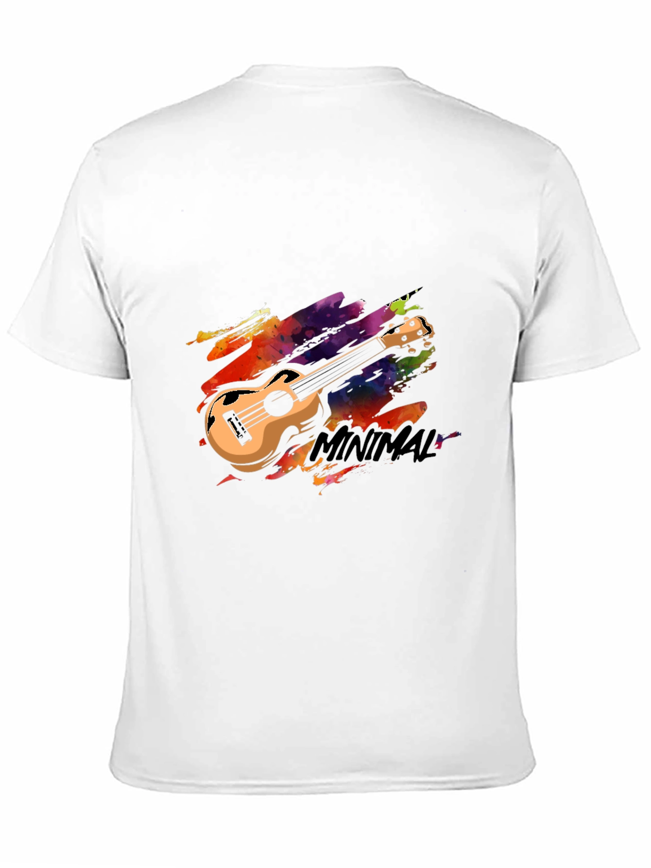 Black Minimal Ukulele Graphic Tee - Stylish Black T-Shirt view 11