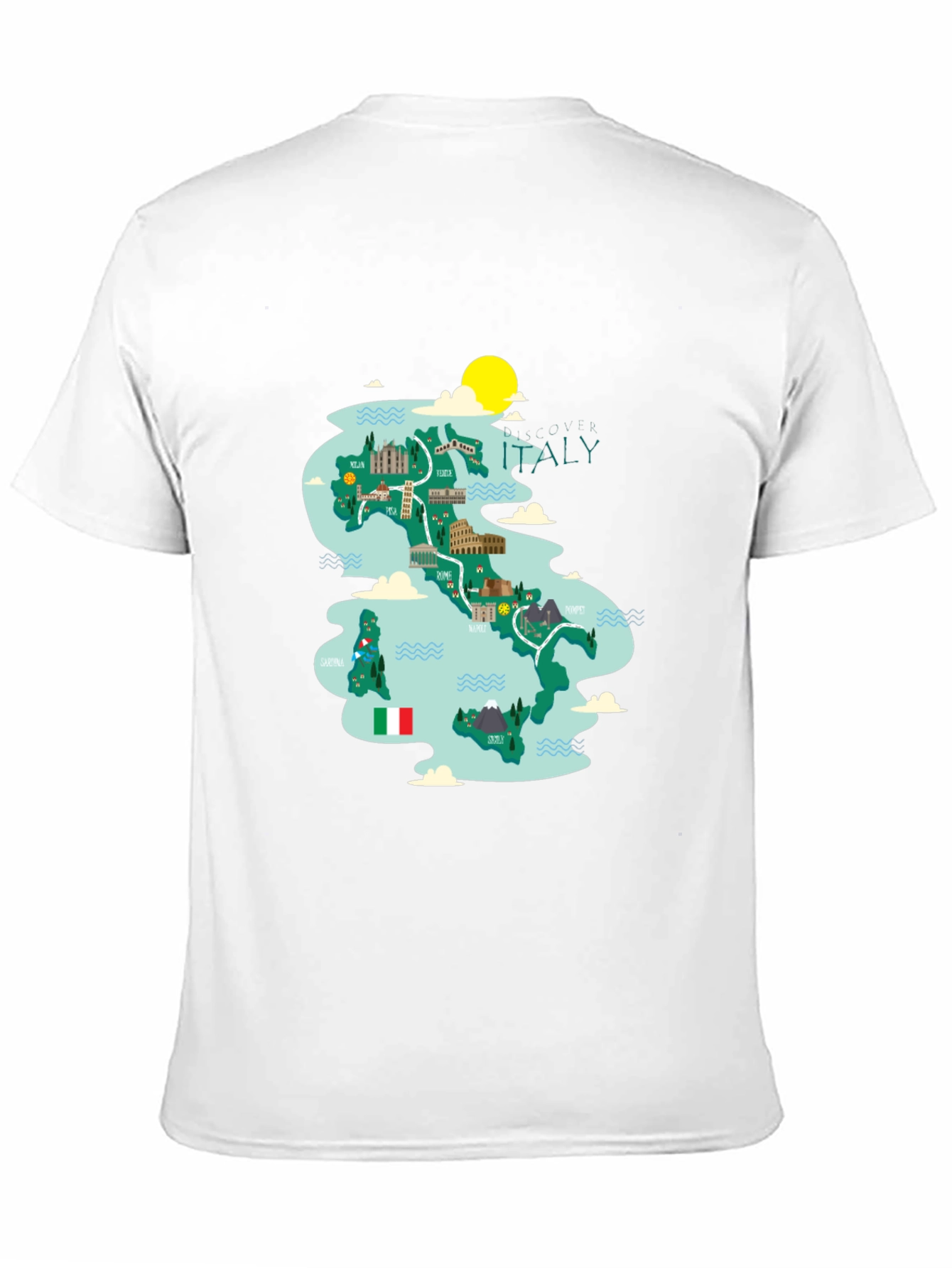 Black Italy Map Graphic Tee - Travel Souvenir view 11