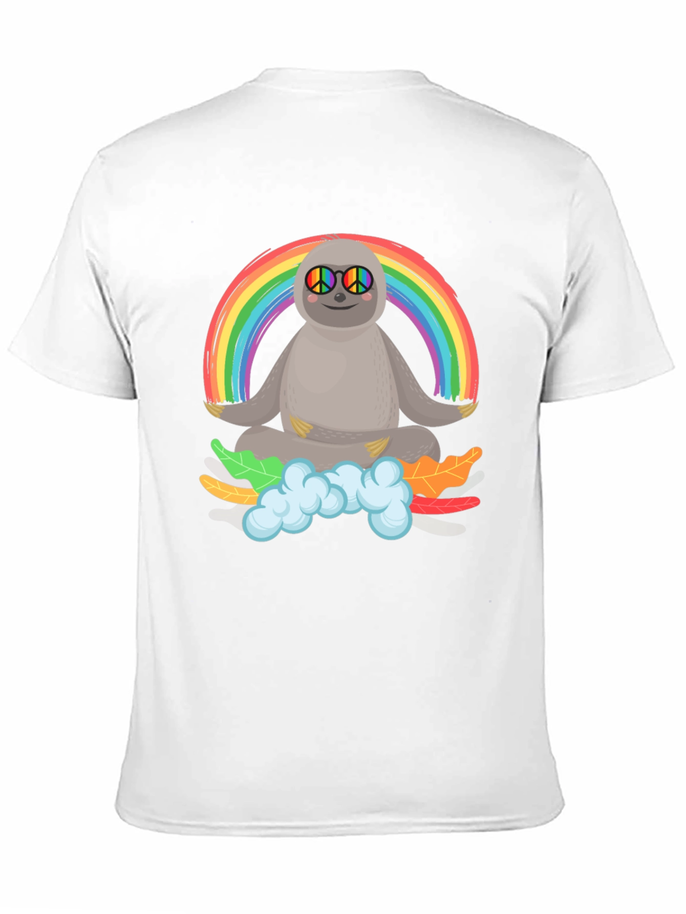 Black Sloth Rainbow Peace T-Shirt view 11