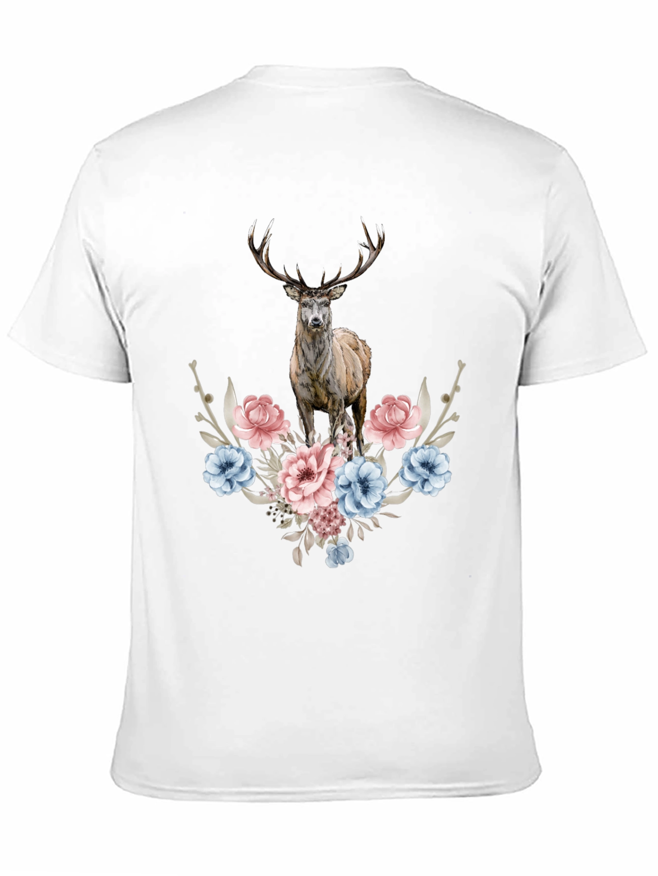 Black Floral Deer Graphic Tee - Men's Black T-Shirt view 11