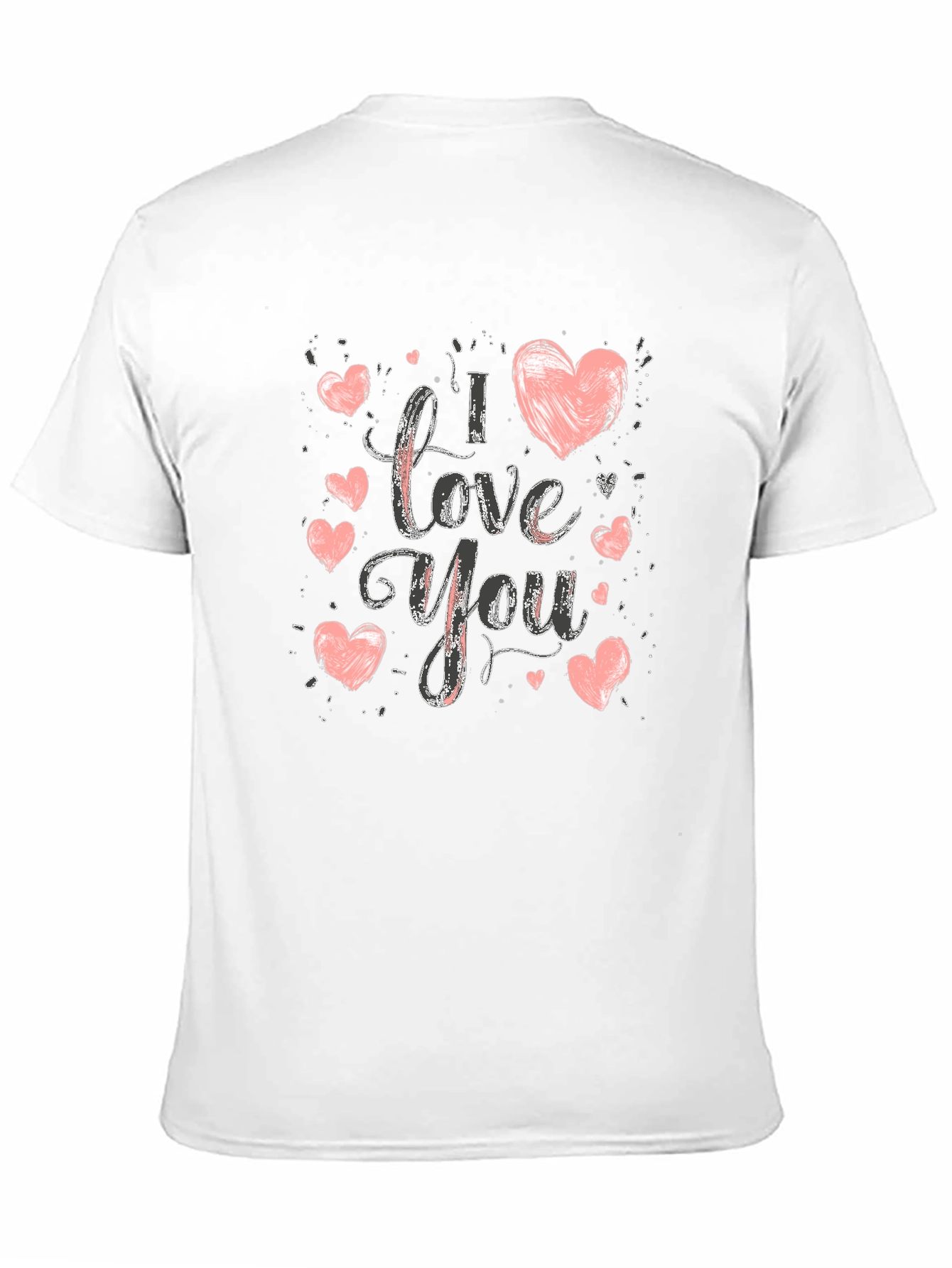 Black I Love You Graphic Print Crew Neck T-Shirt view 11