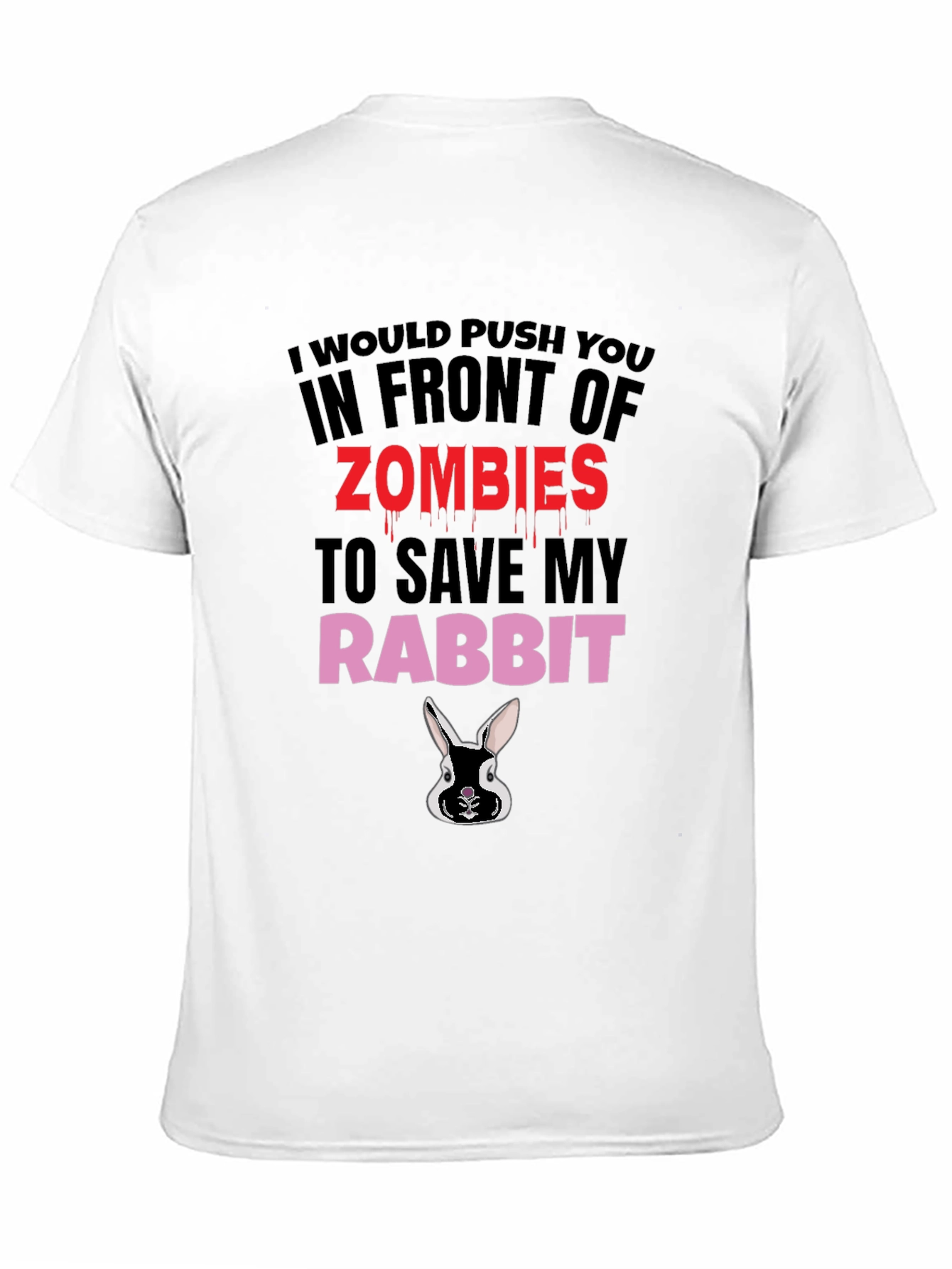 Black Zombie Rabbit Humor T-Shirt view 11