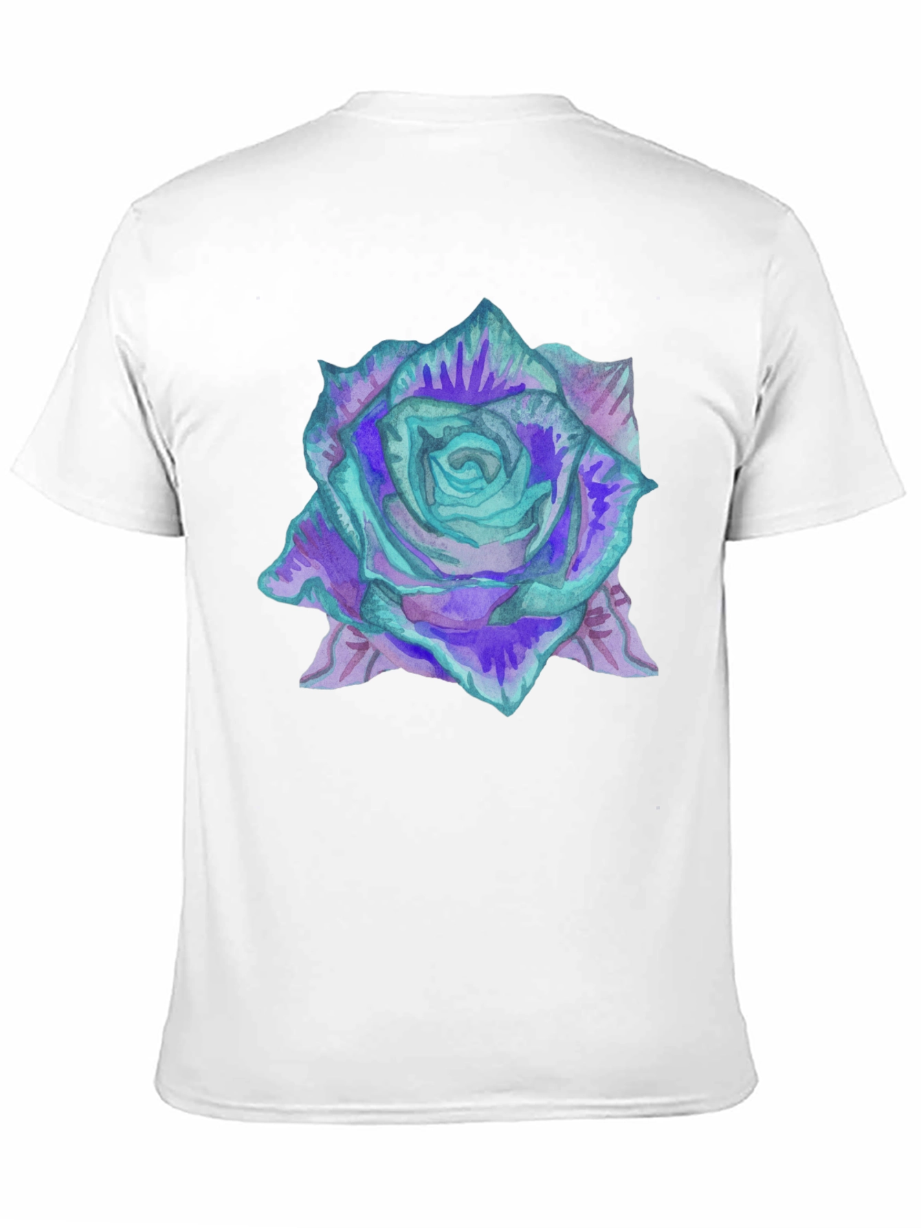 Black Watercolor Rose Print Black Tee view 11