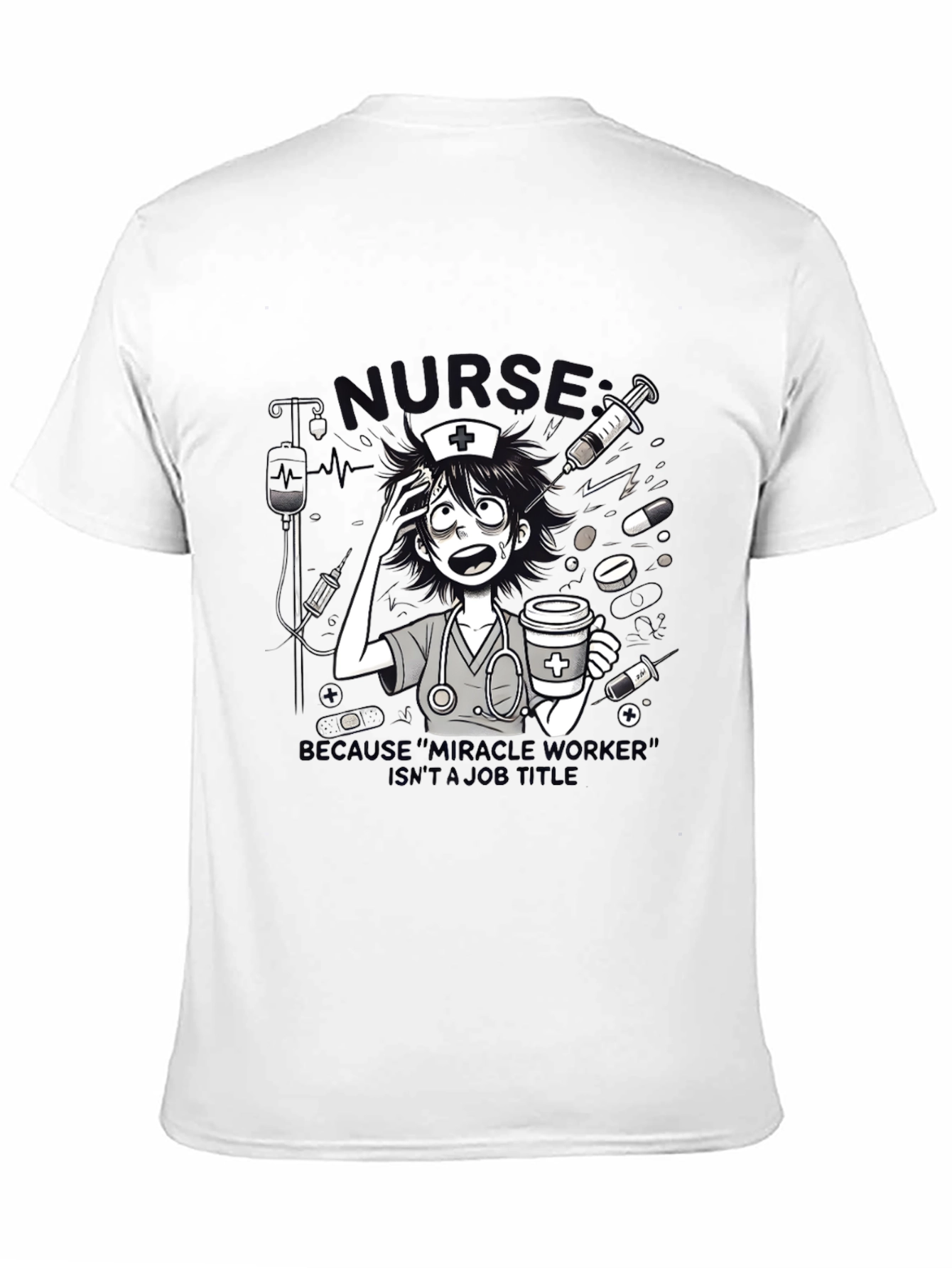 Black Nurse Graphic Tee - Because "Miracle Worker" view 11