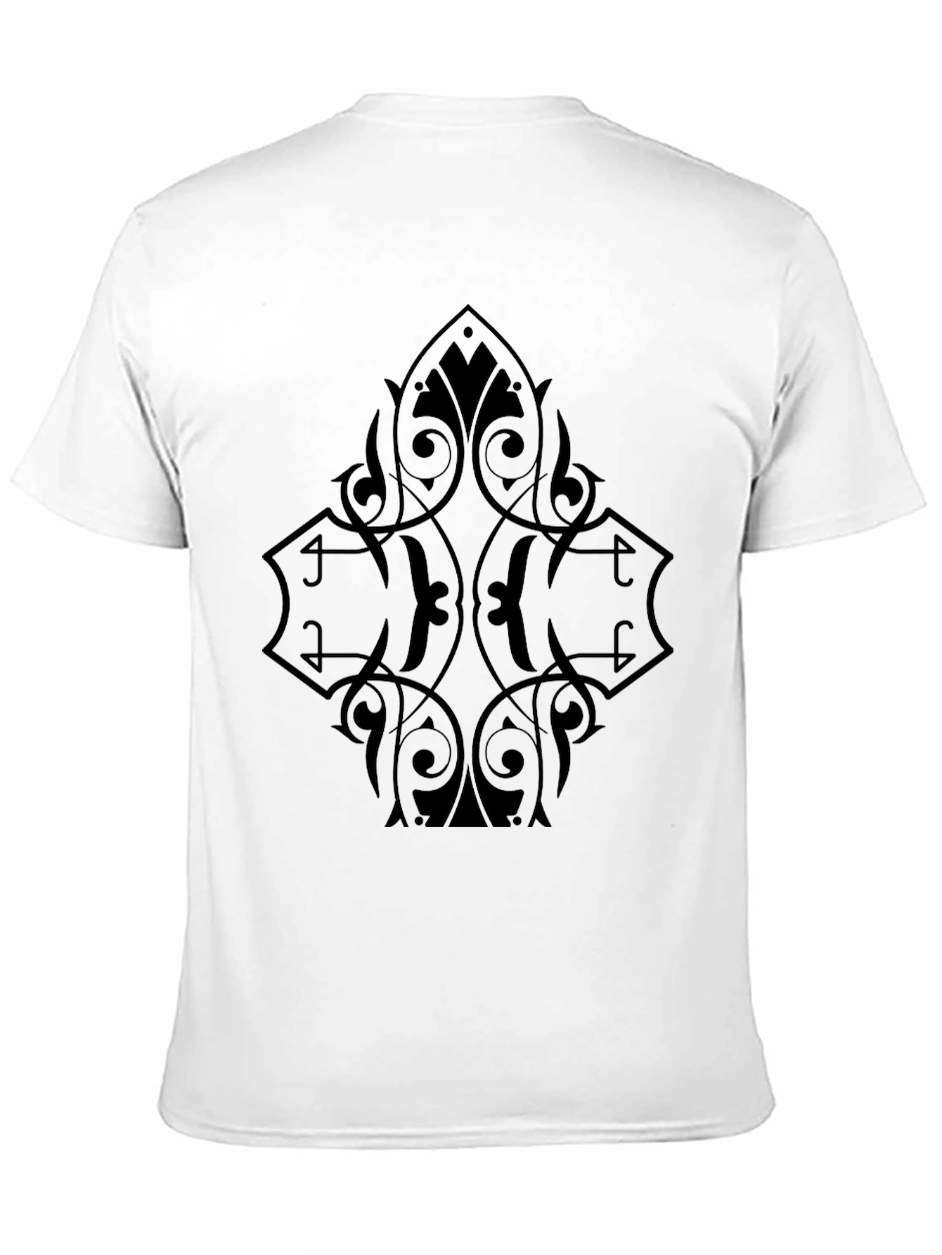 Black Men's Black Graphic Tee - Ornate Diamond Design view 11