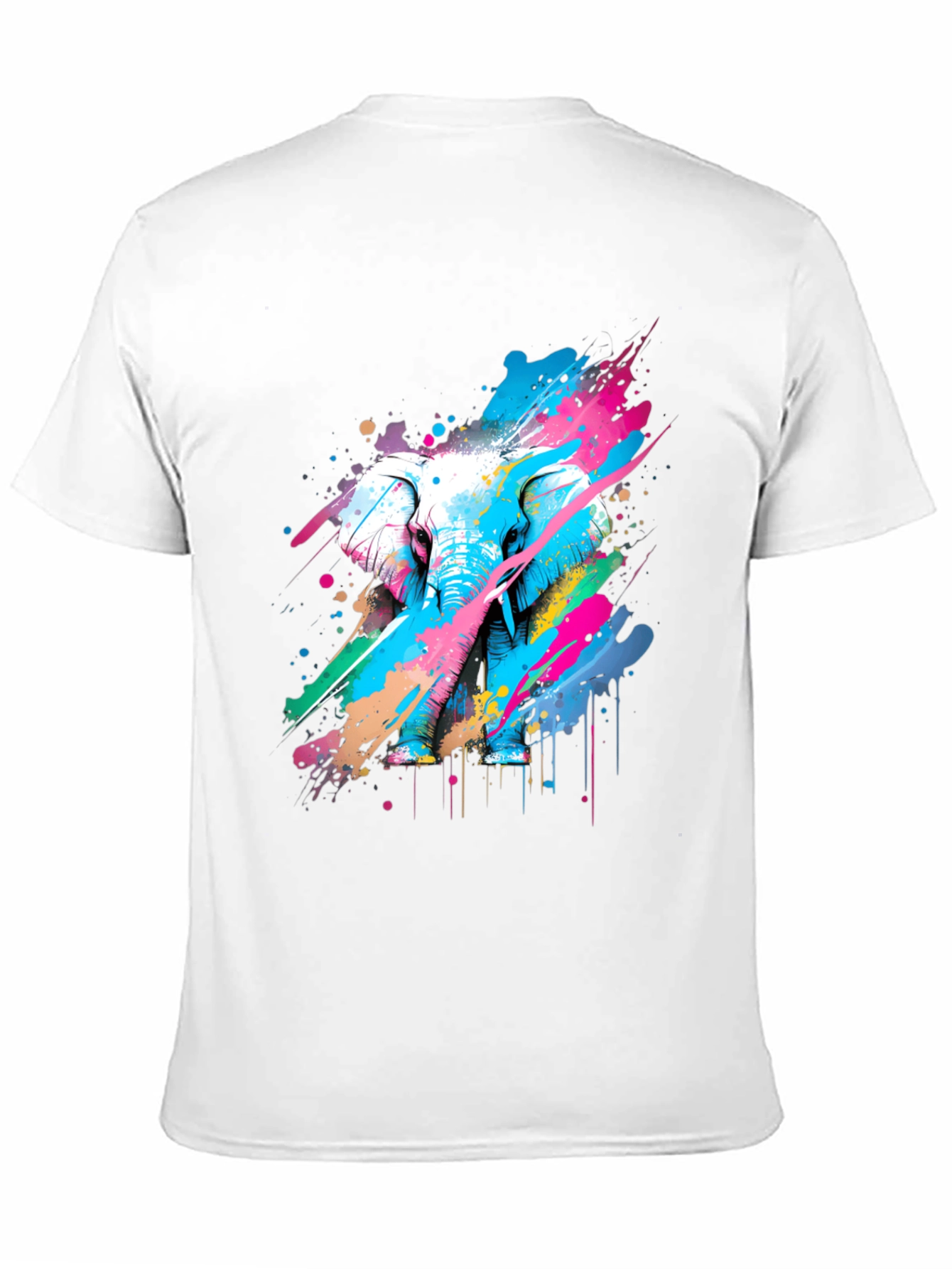 Black Colorful Elephant Graphic T-Shirt - Artistic Design view 11