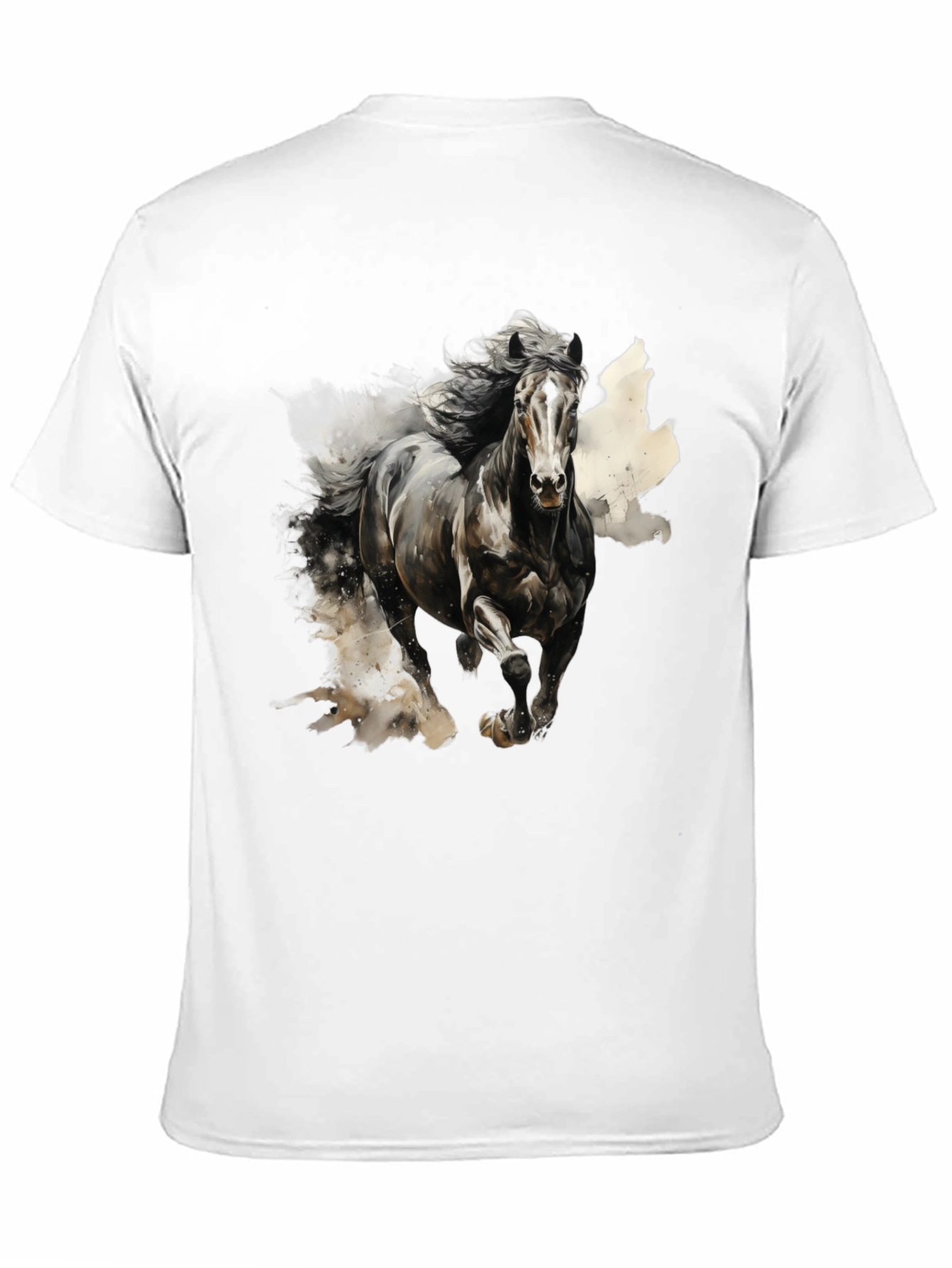 Black Majestic Horse Graphic Tee - Black Cotton Blend view 11