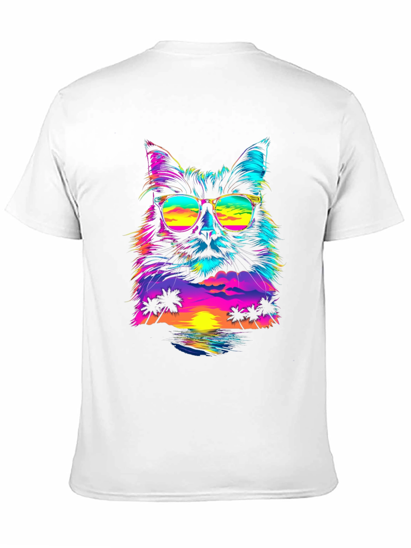 Black Retro Sunset Cat T-Shirt - Vibrant Graphic Tee view 11