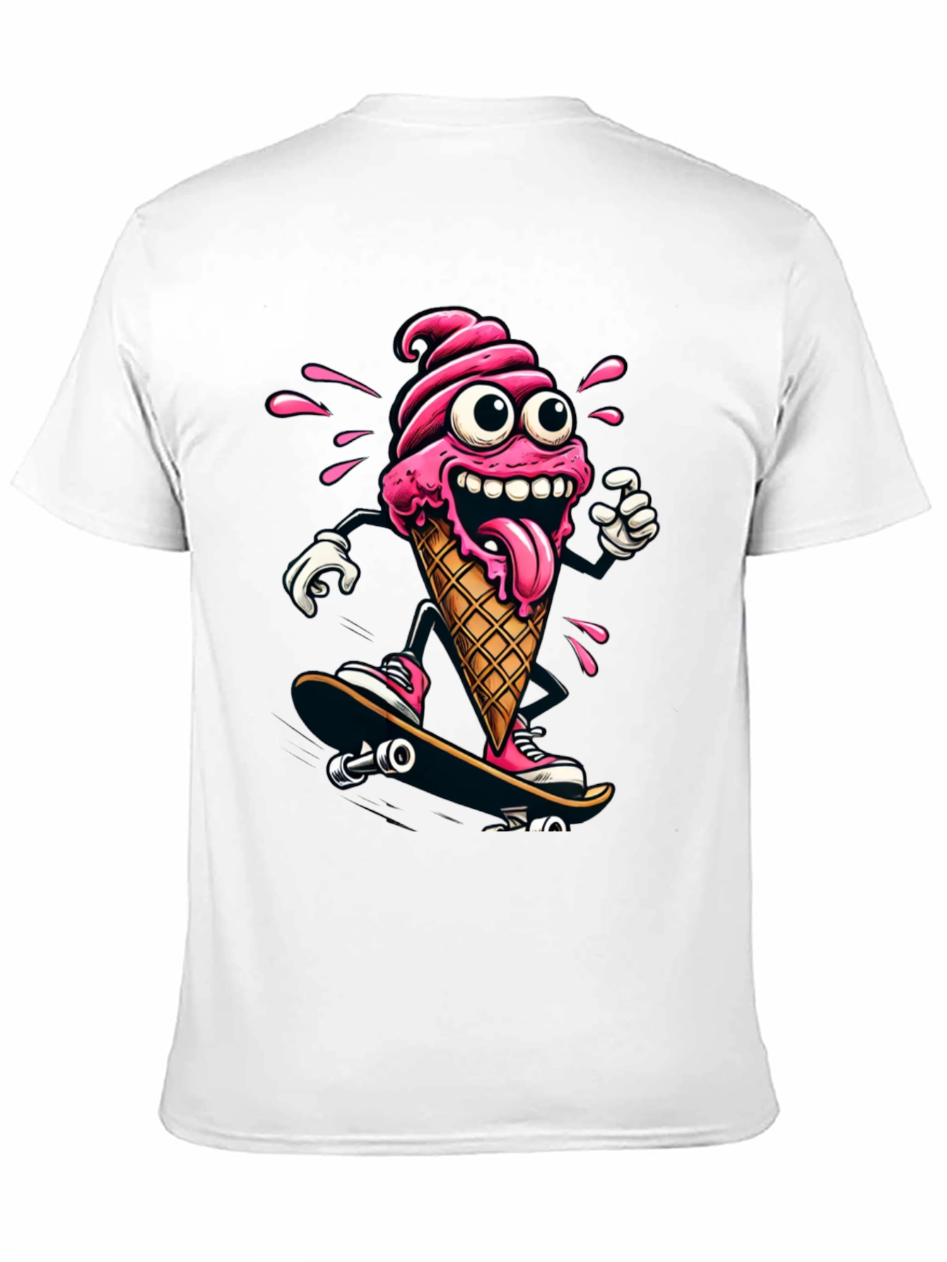 Black Skateboarding Ice Cream T-Shirt - Funny Cartoon Tee view 11