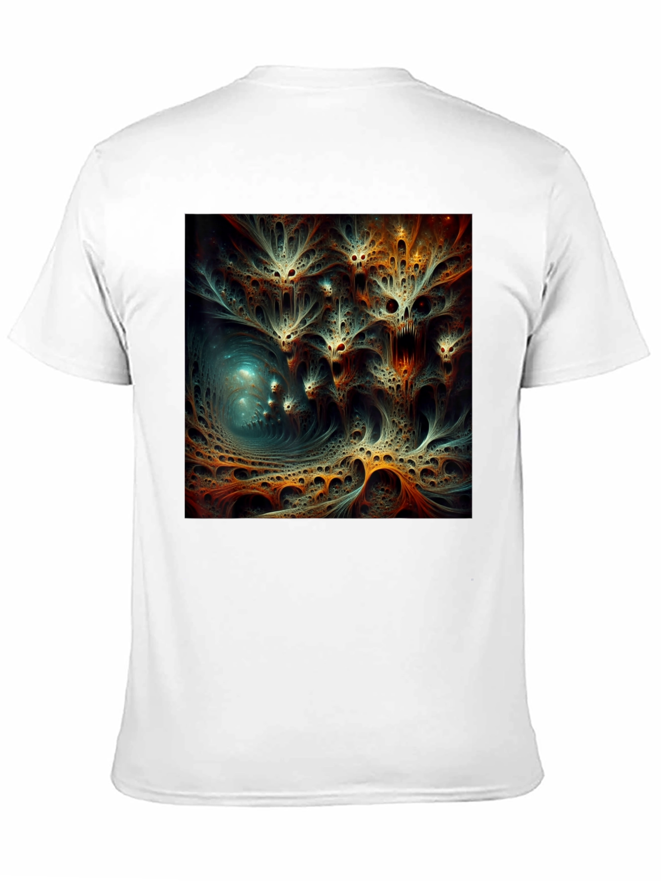 Black Abstract Fractal Design Black T-Shirt view 11