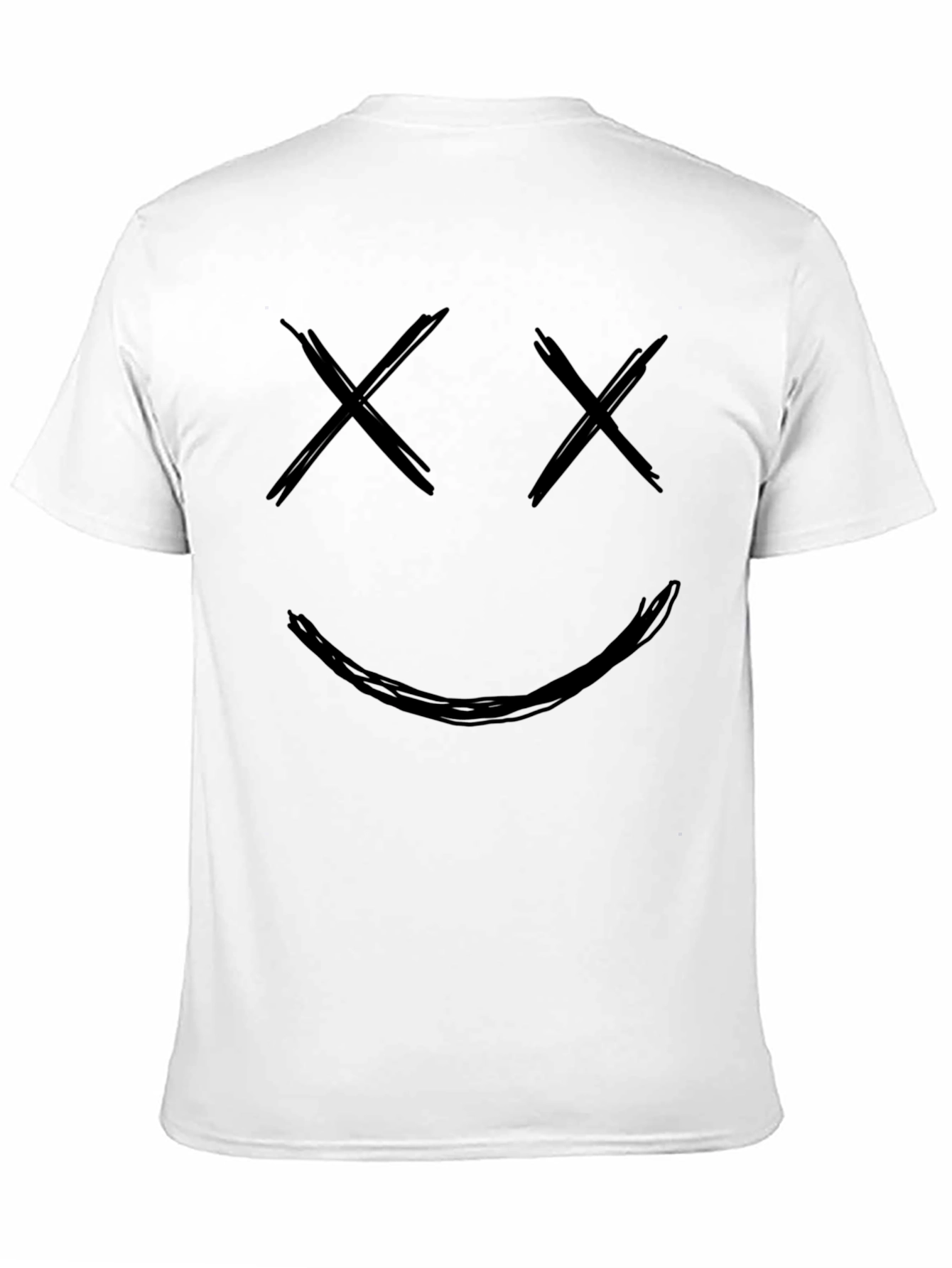 Black Smiley Face Graphic Tee - Black Crew Neck Cotton T-Shirt view 11