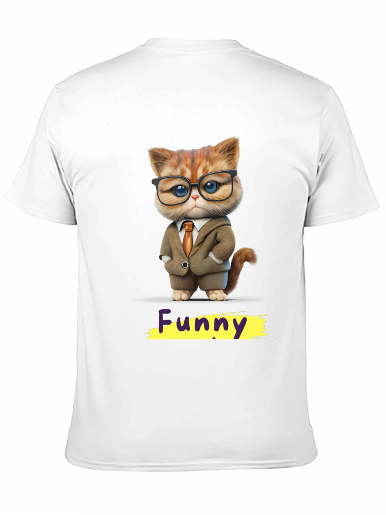 Black Funny Cat in Suit Graphic Tee view 11