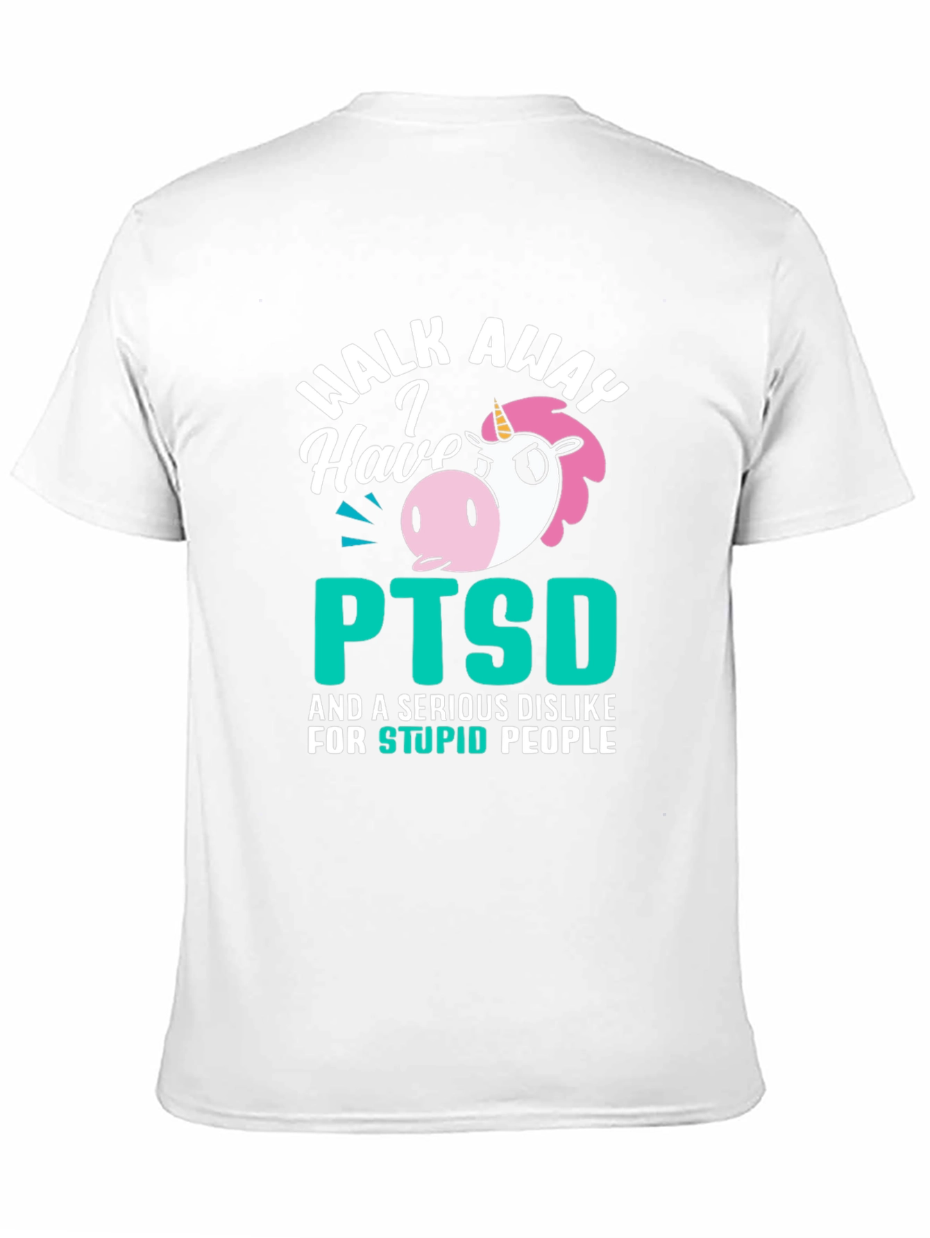 Black Walk Away PTSD Unicorn Graphic T-Shirt view 11