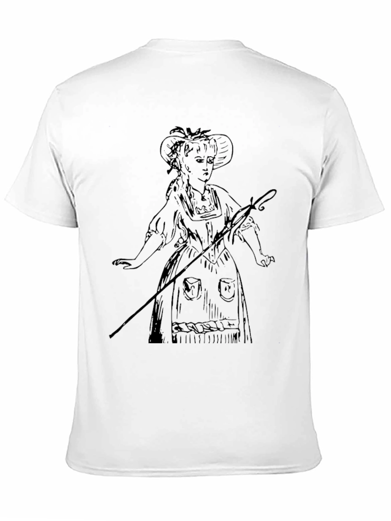 Black Vintage Woman Sketch Black T-Shirt view 11