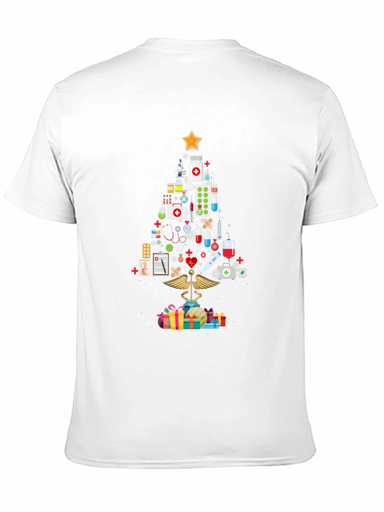 Black Medical Christmas Tree T-Shirt view 11