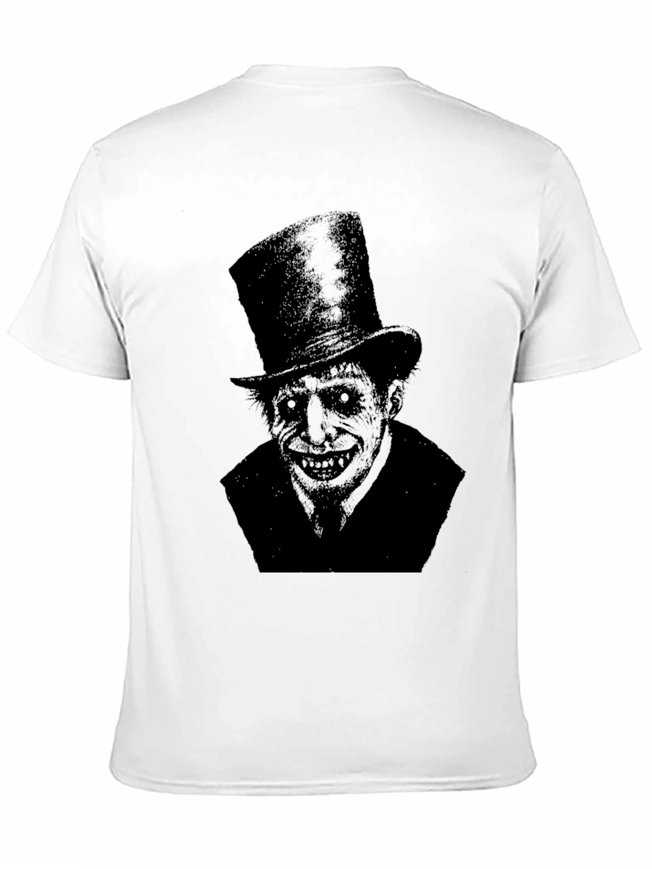 Black Eerie Top Hat Man Graphic Tee - Dark Humor Style view 11