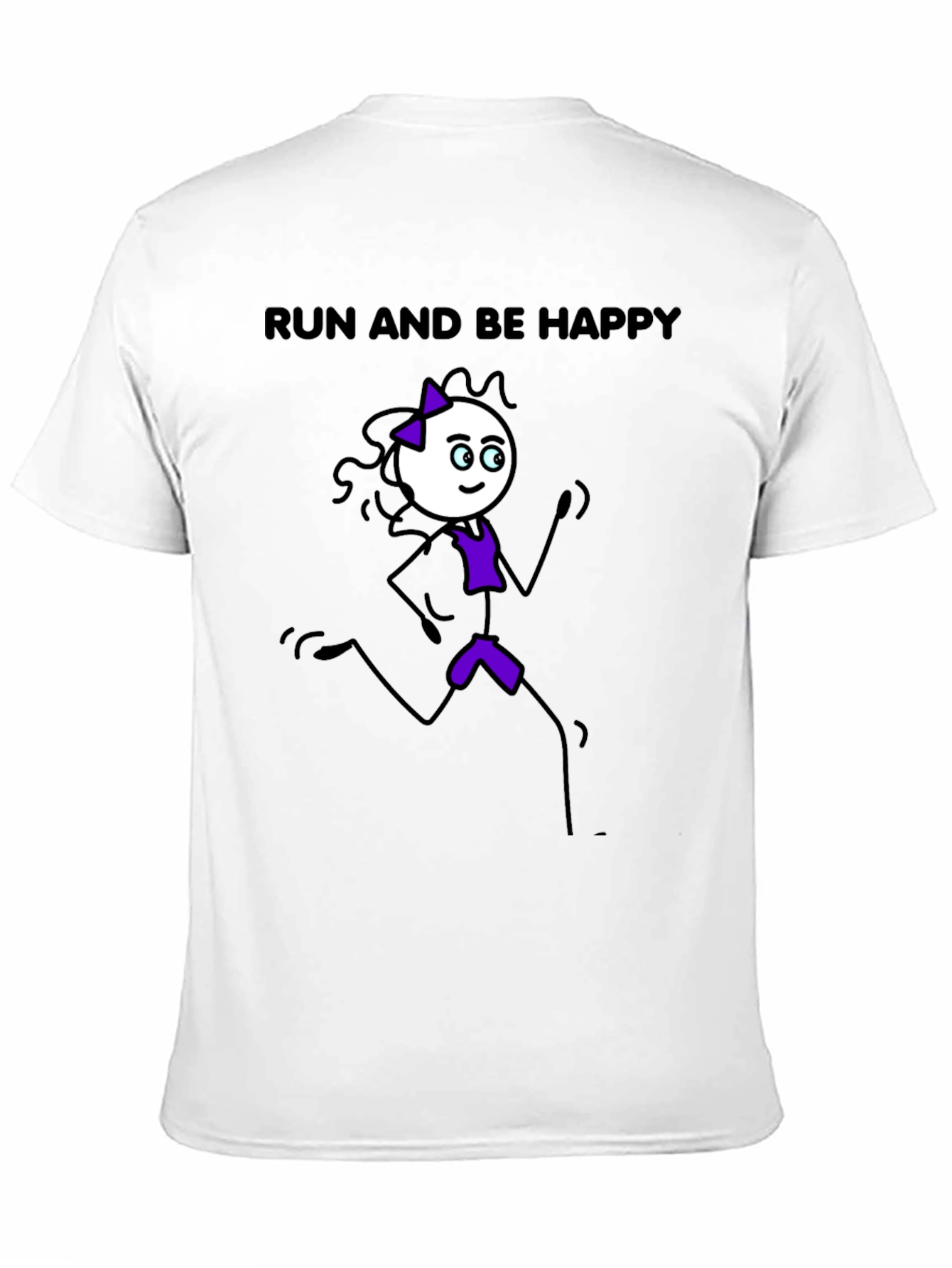 Black Run and Be Happy T-Shirt - Stick Figure Design view 11