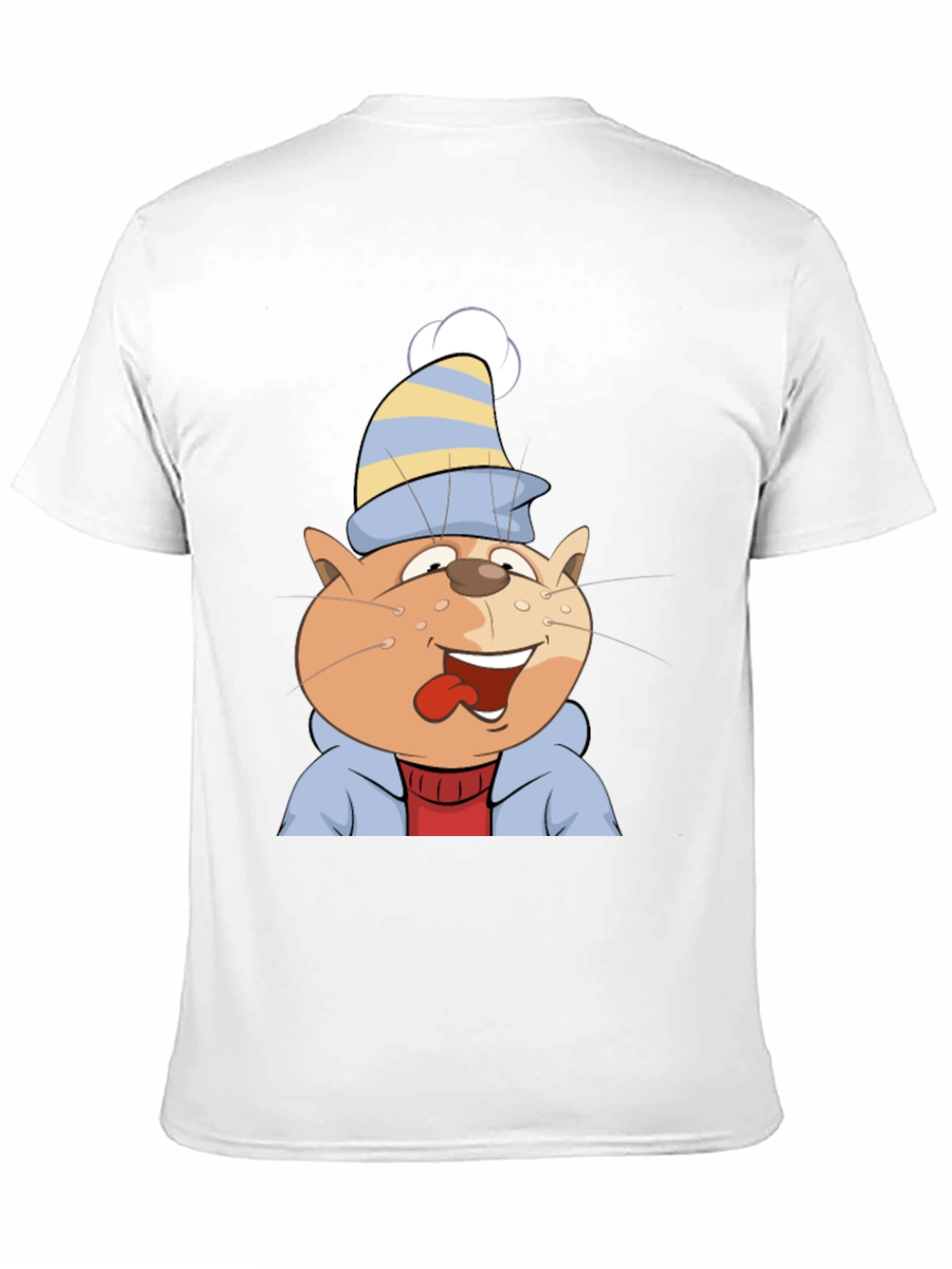 Black Cartoon Cat Graphic Tee - Black Cotton Casual Shirt view 11