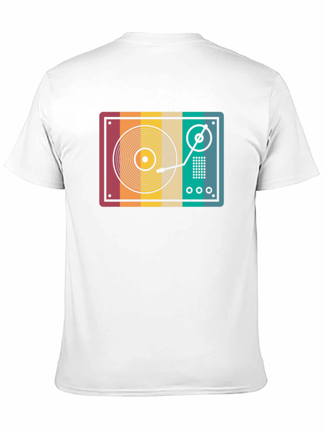 Black Retro Vinyl Record Player Graphic T-Shirt view 11