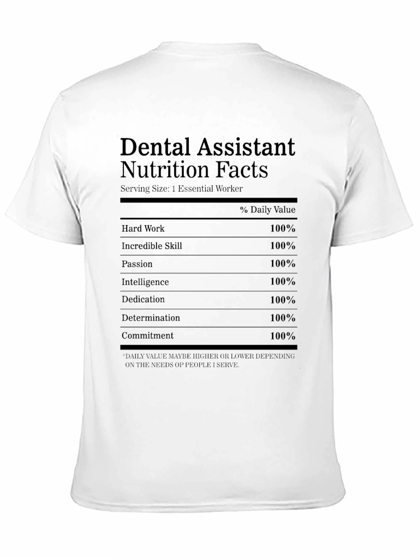 Black Dental Assistant Nutrition Facts T-Shirt view 11