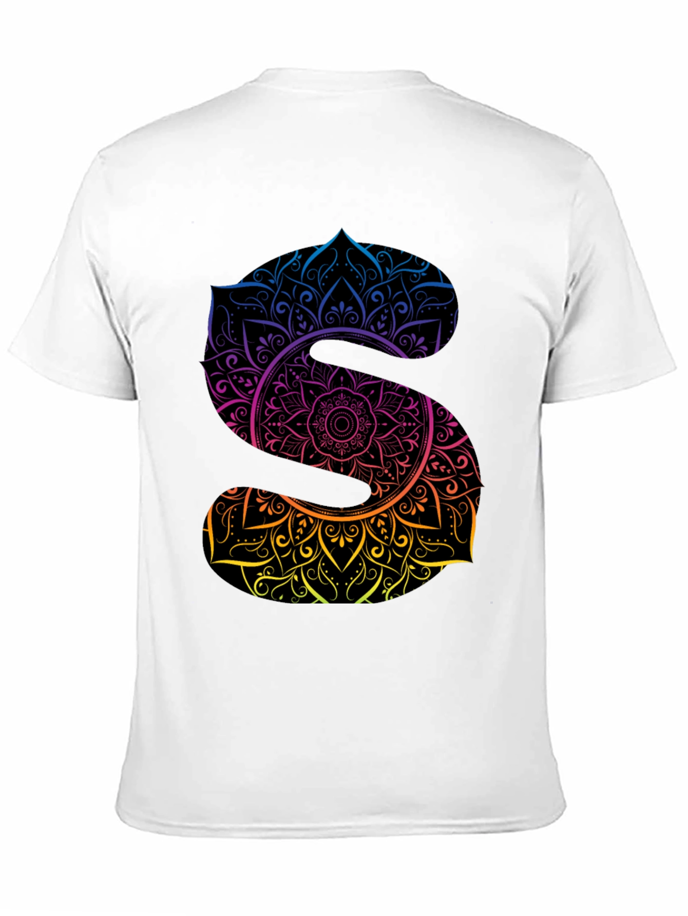 Black Mandala Letter S Graphic Black T-Shirt view 11