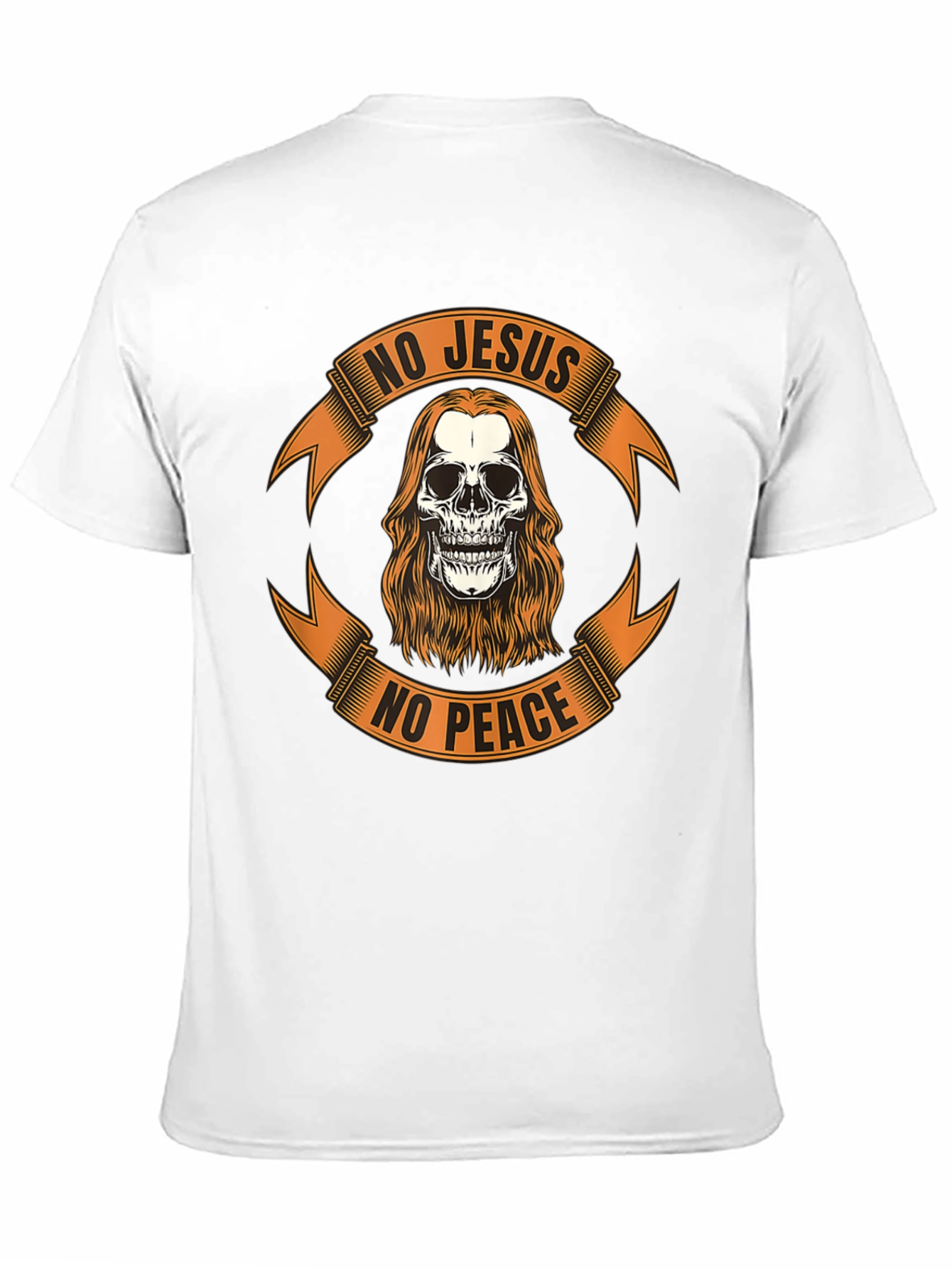 Black No Jesus No Peace Skull Graphic Tee - Black view 11