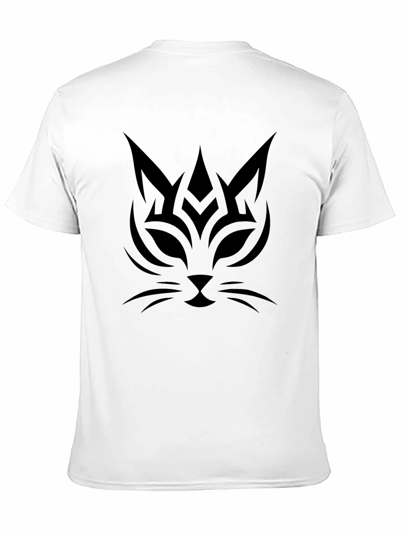 Black Tribal Cat Graphic Tee - Black Cotton Comfort view 11