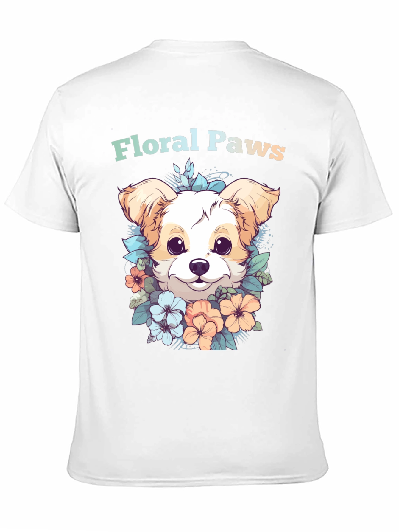 Black Floral Paws Dog Graphic Tee - Cute Puppy Shirt view 11