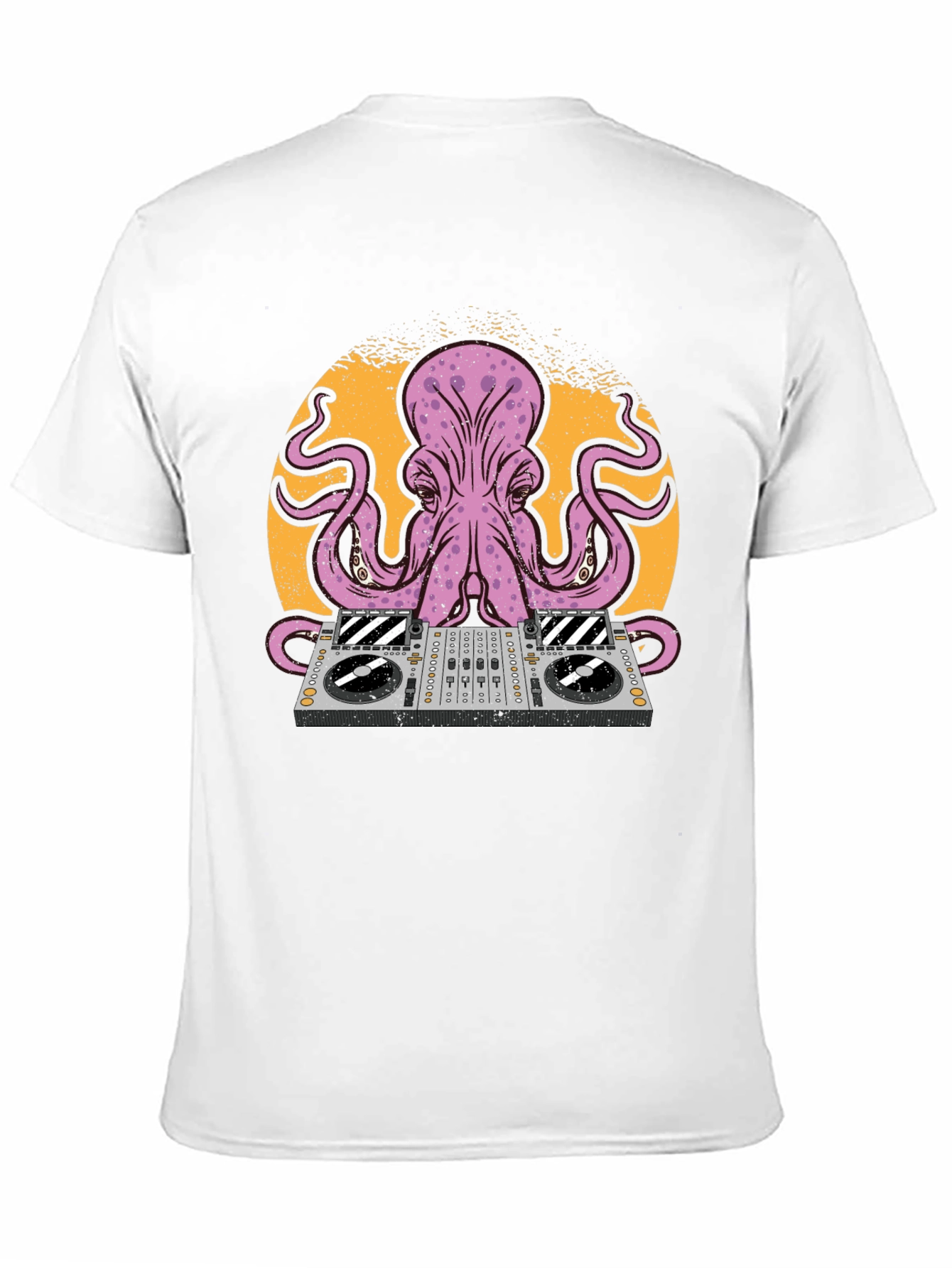 Black DJ Octopus Graphic Tee - Black Cotton T-Shirt view 11
